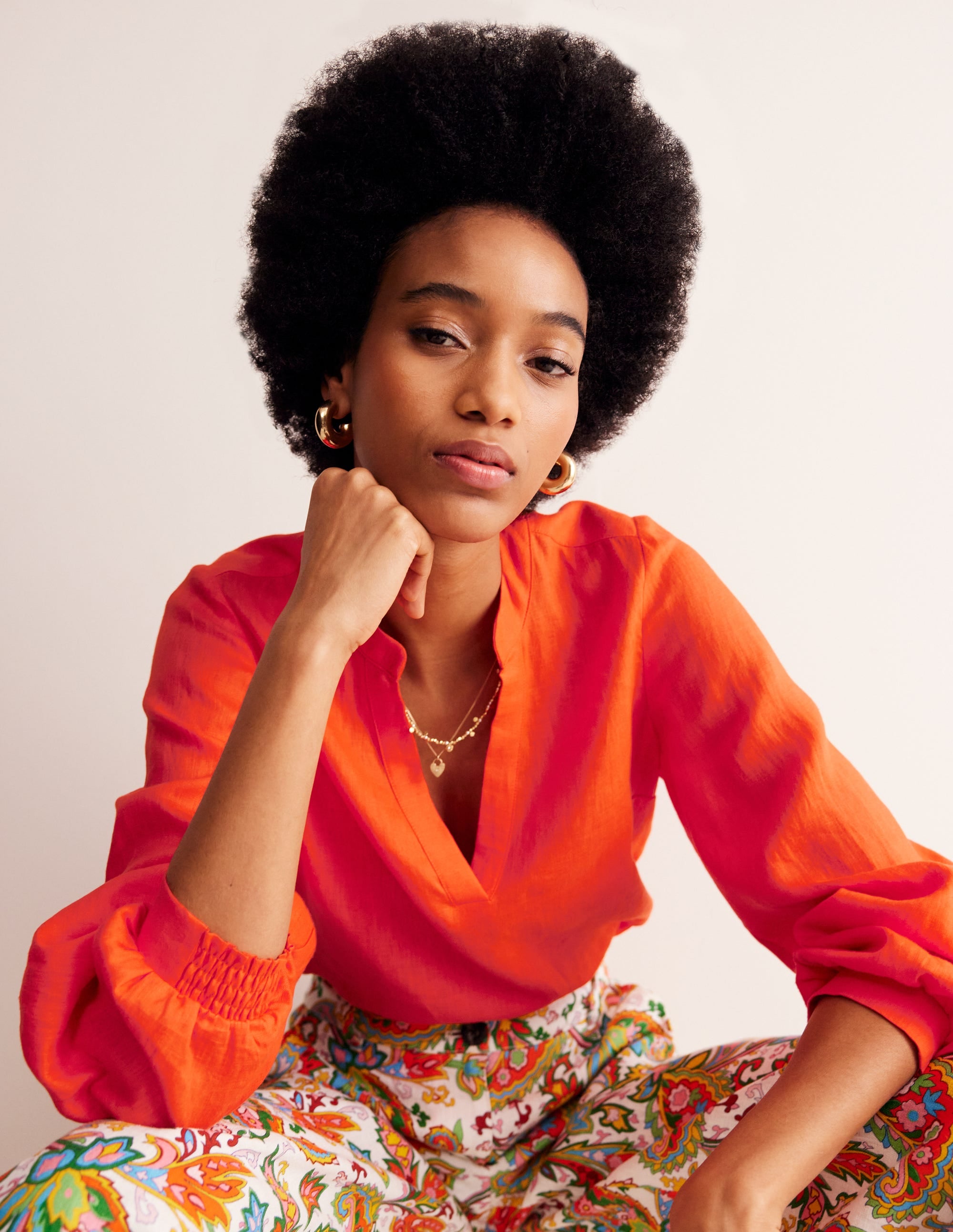 Top Alice en lin-Orange mandarine - Image 1