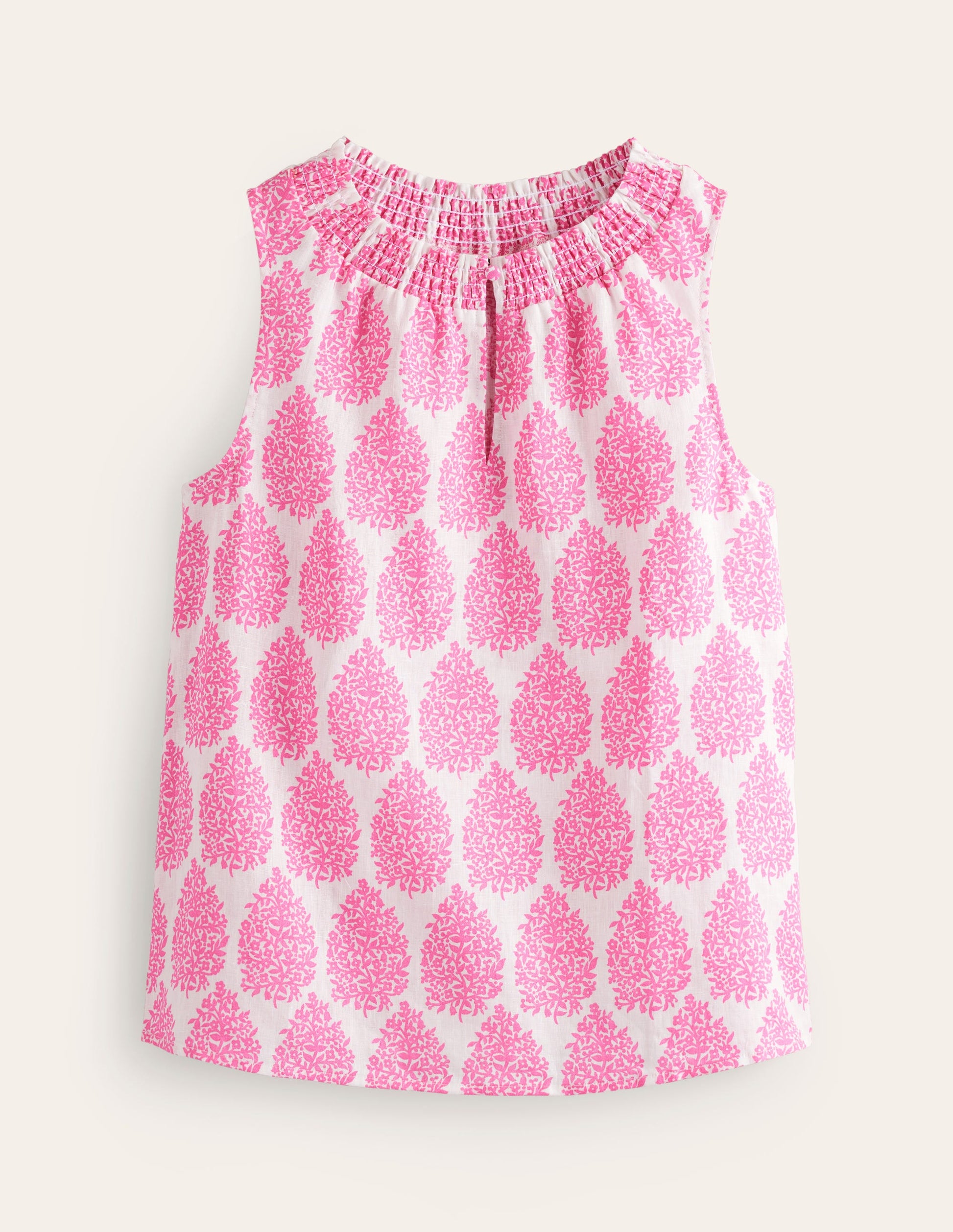 Georgia Ärmelloses Leinenoberteil-Sangria Sunset Pink, Blümchen-Paisley-5
