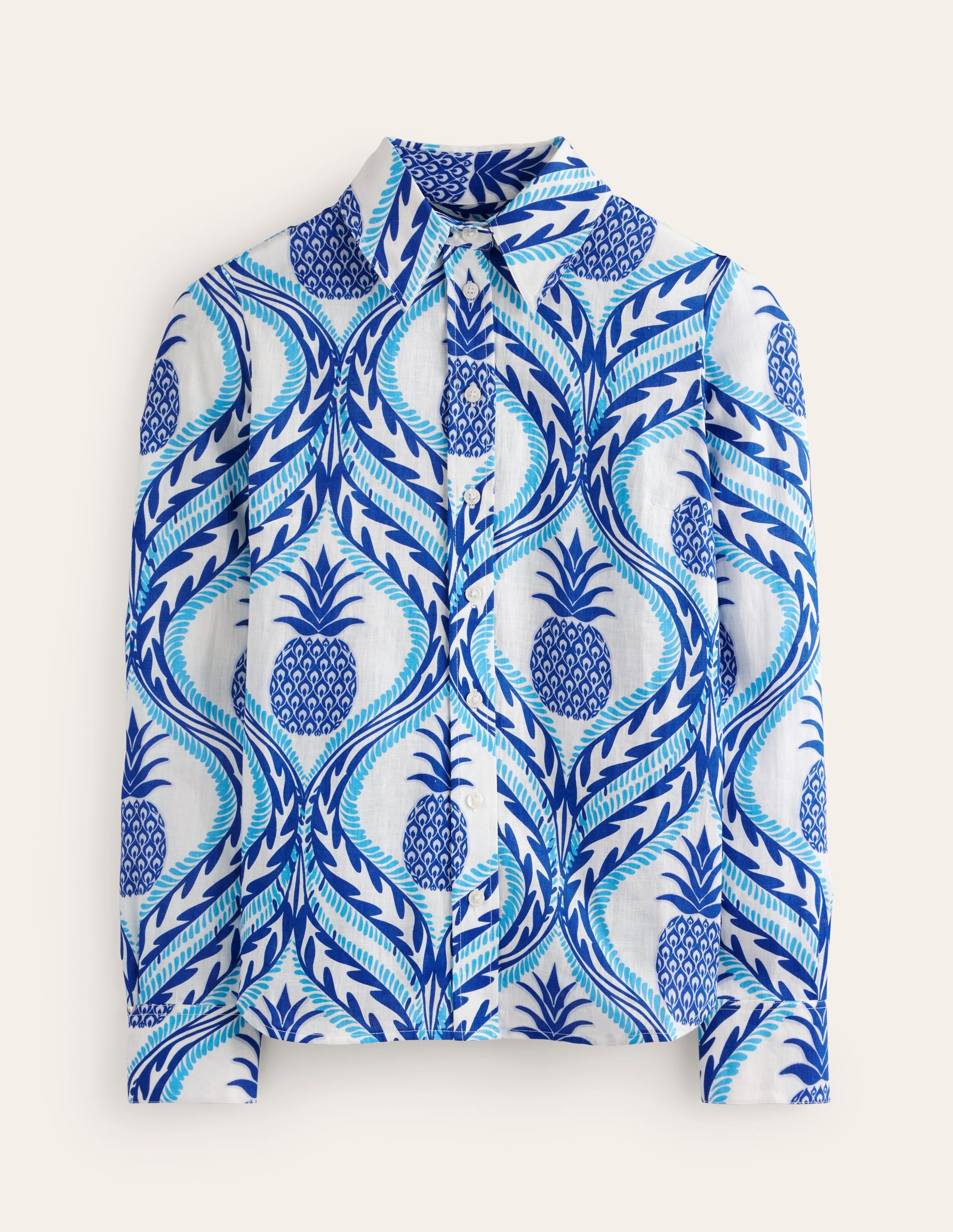 Chemise Sienna en lin-Bleu connecté, motif Pineapple Wave - Image 6
