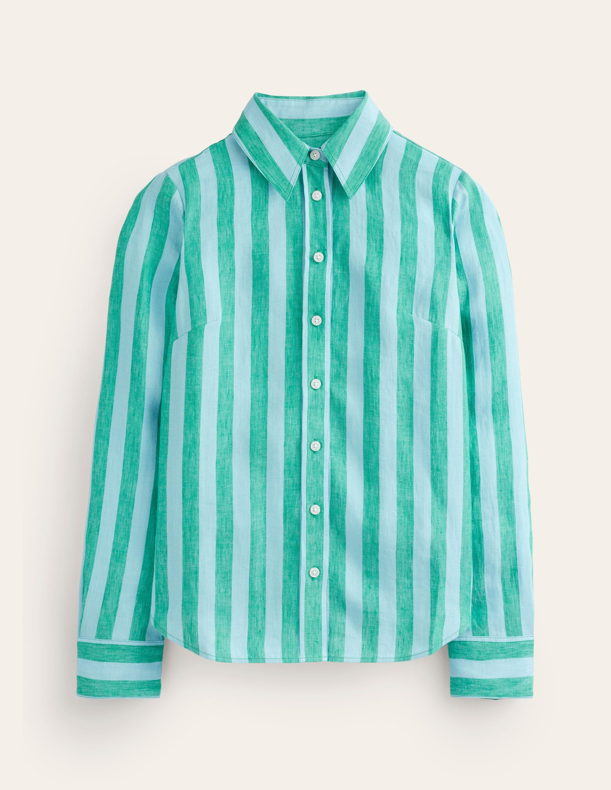 Chemise Sienna en lin-Vert, rayé bleu - Image 6
