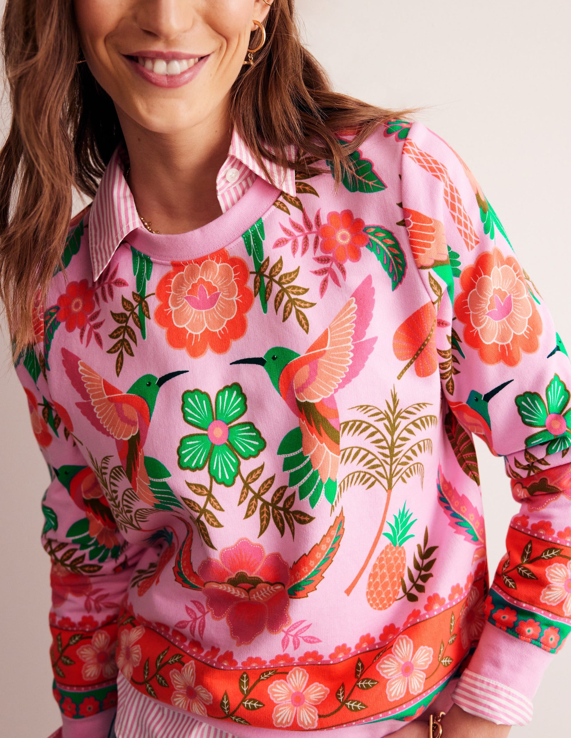 Sweat Hannah imprimé-Lilas doux, motif Tropic Parrot-2