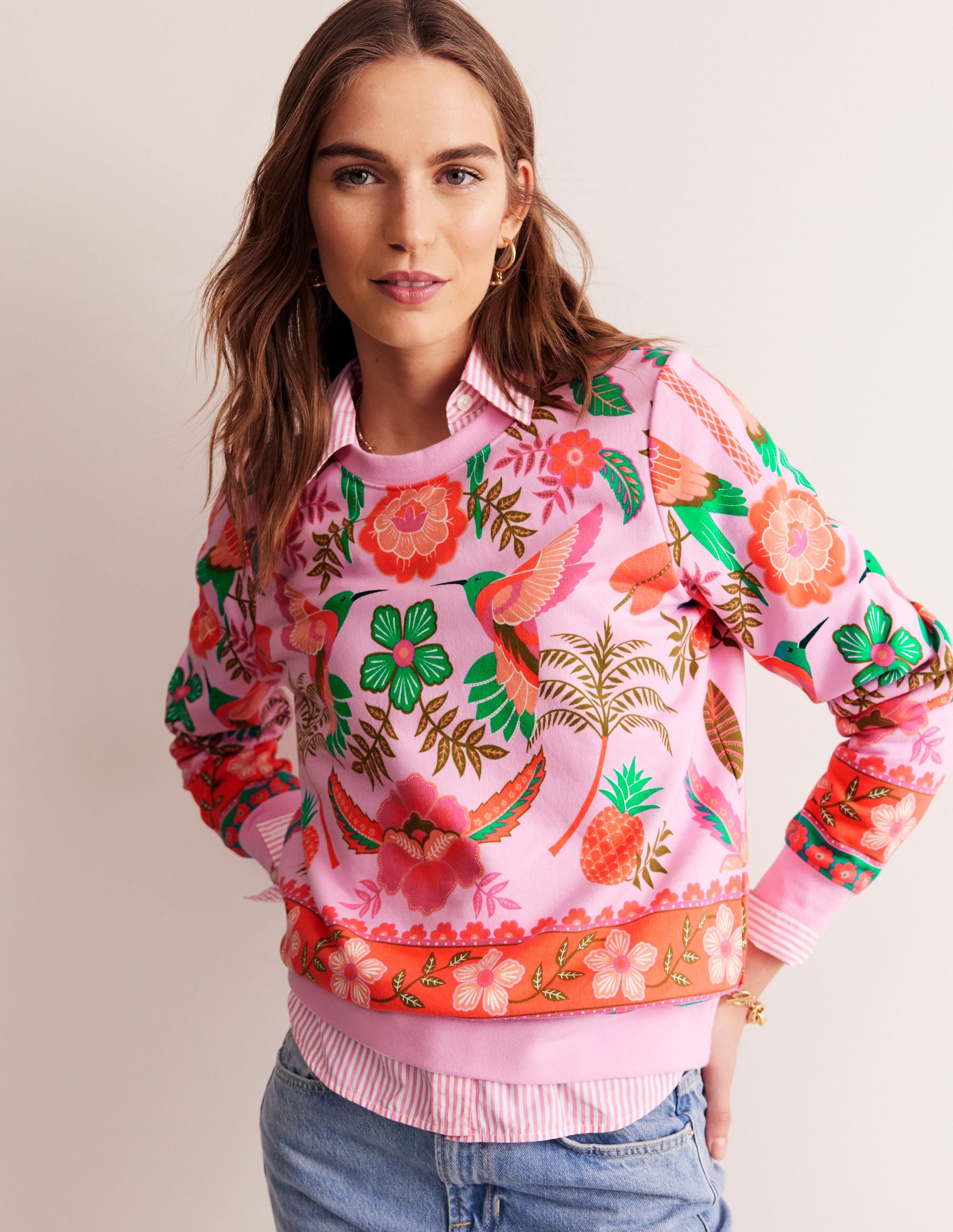Sweat Hannah imprimé-Lilas doux, motif Tropic Parrot - Image 4