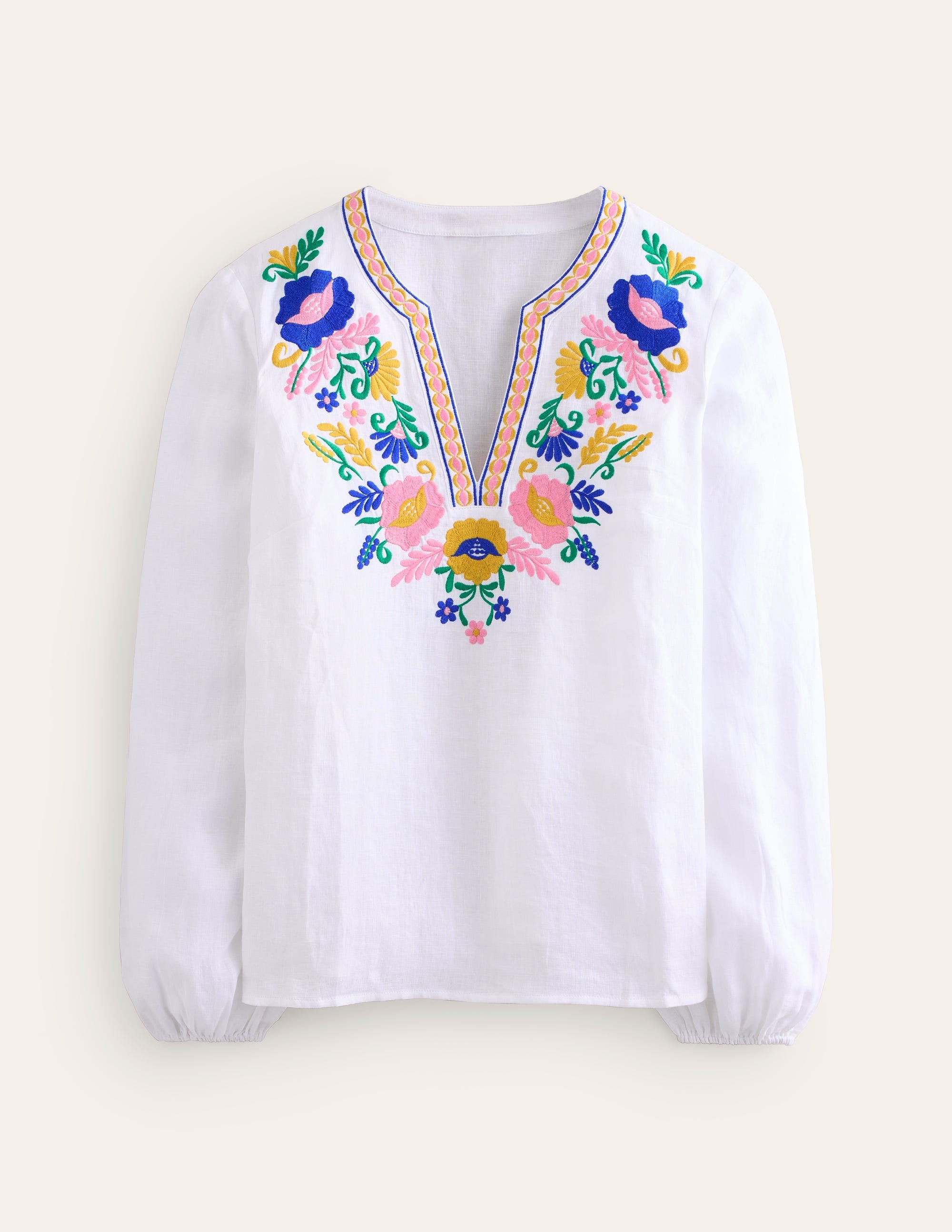 Top Bonnie en lin-Blanc, motif floral - Image 8