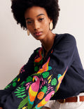 Top Bonnie en lin-Multi, paradis tropical