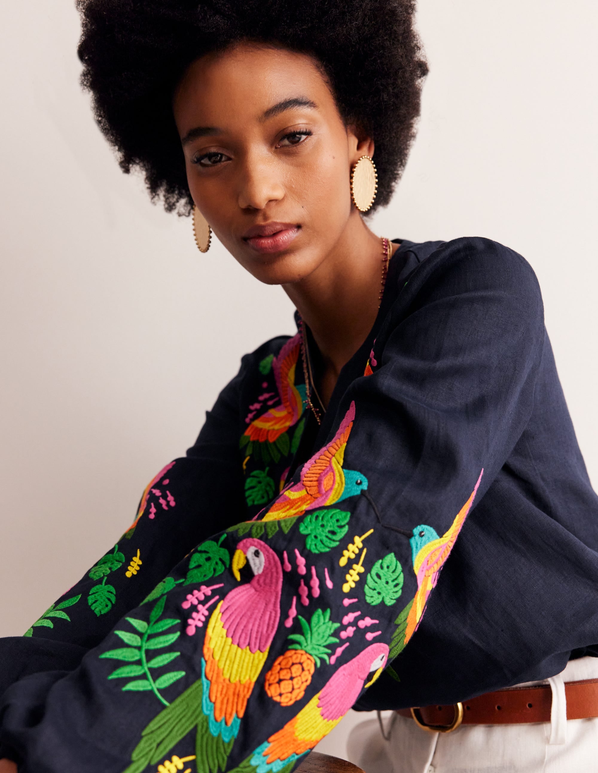 Top Bonnie en lin-Multi, paradis tropical - Image 1