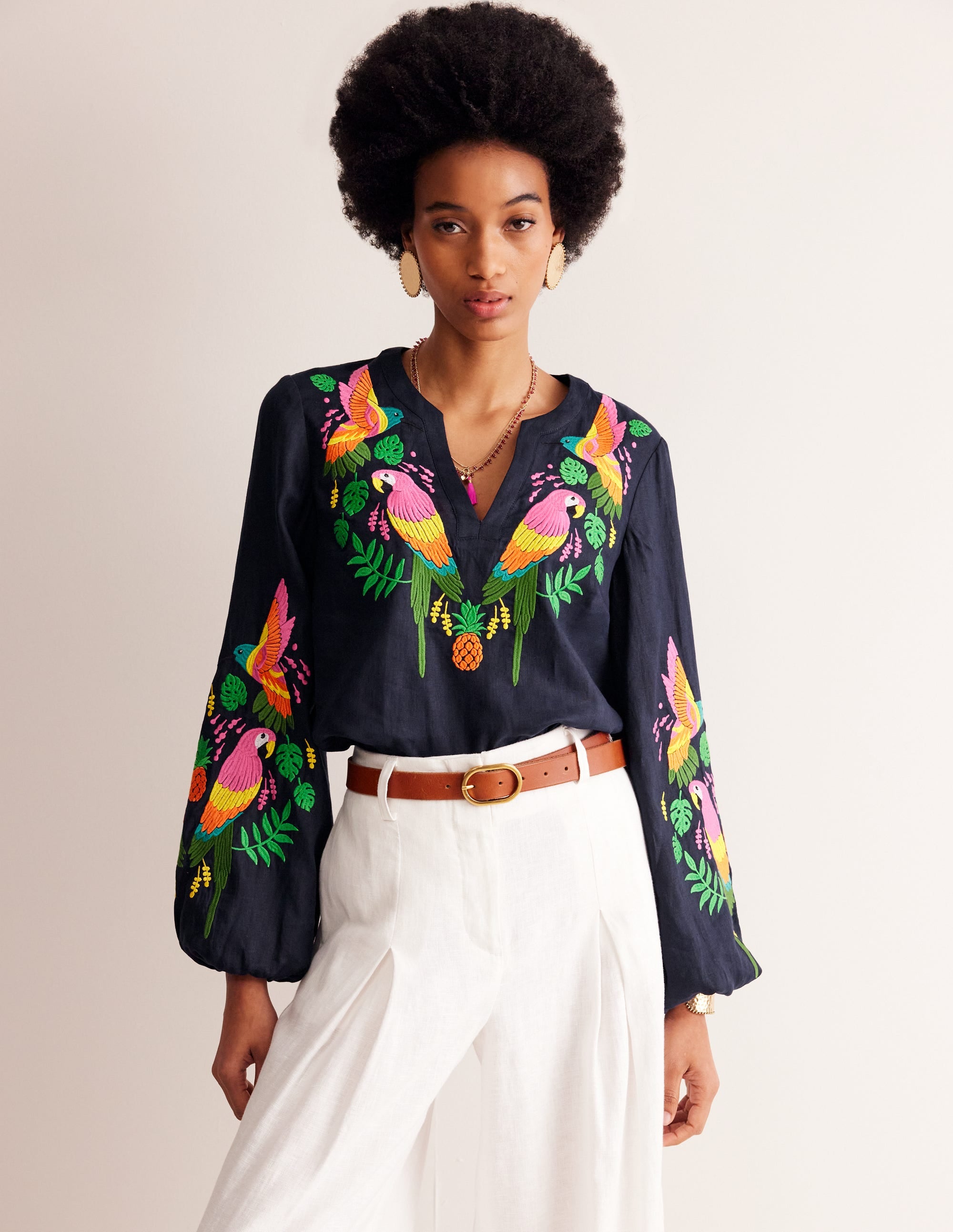 Top Bonnie en lin-Multi, paradis tropical - Image 2