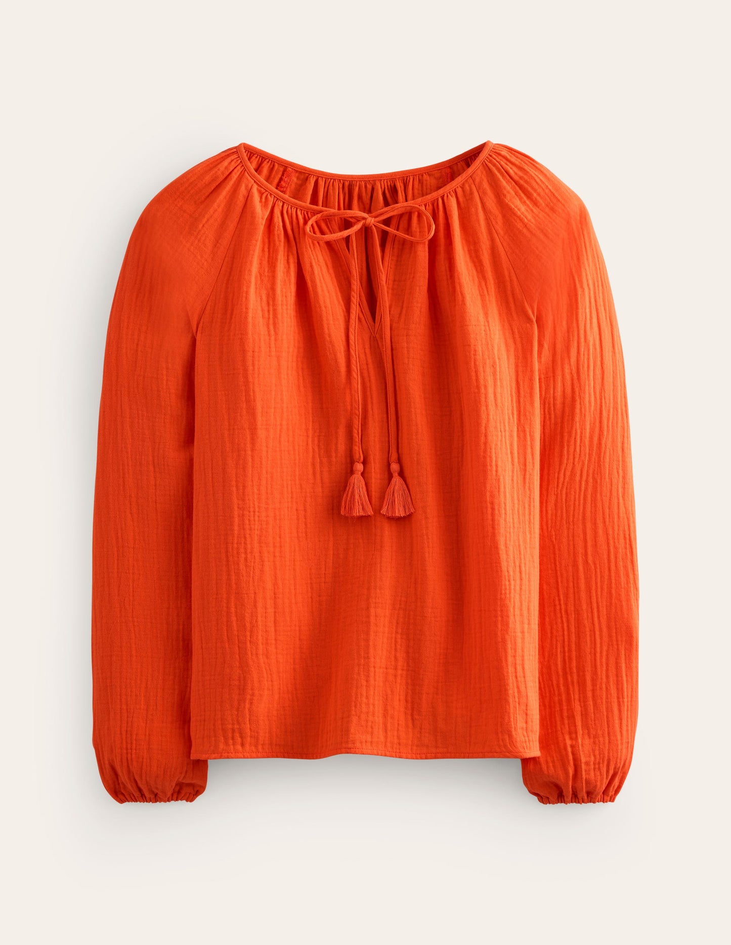 Top à manches blousantes double-étoffe-Orange mandarine