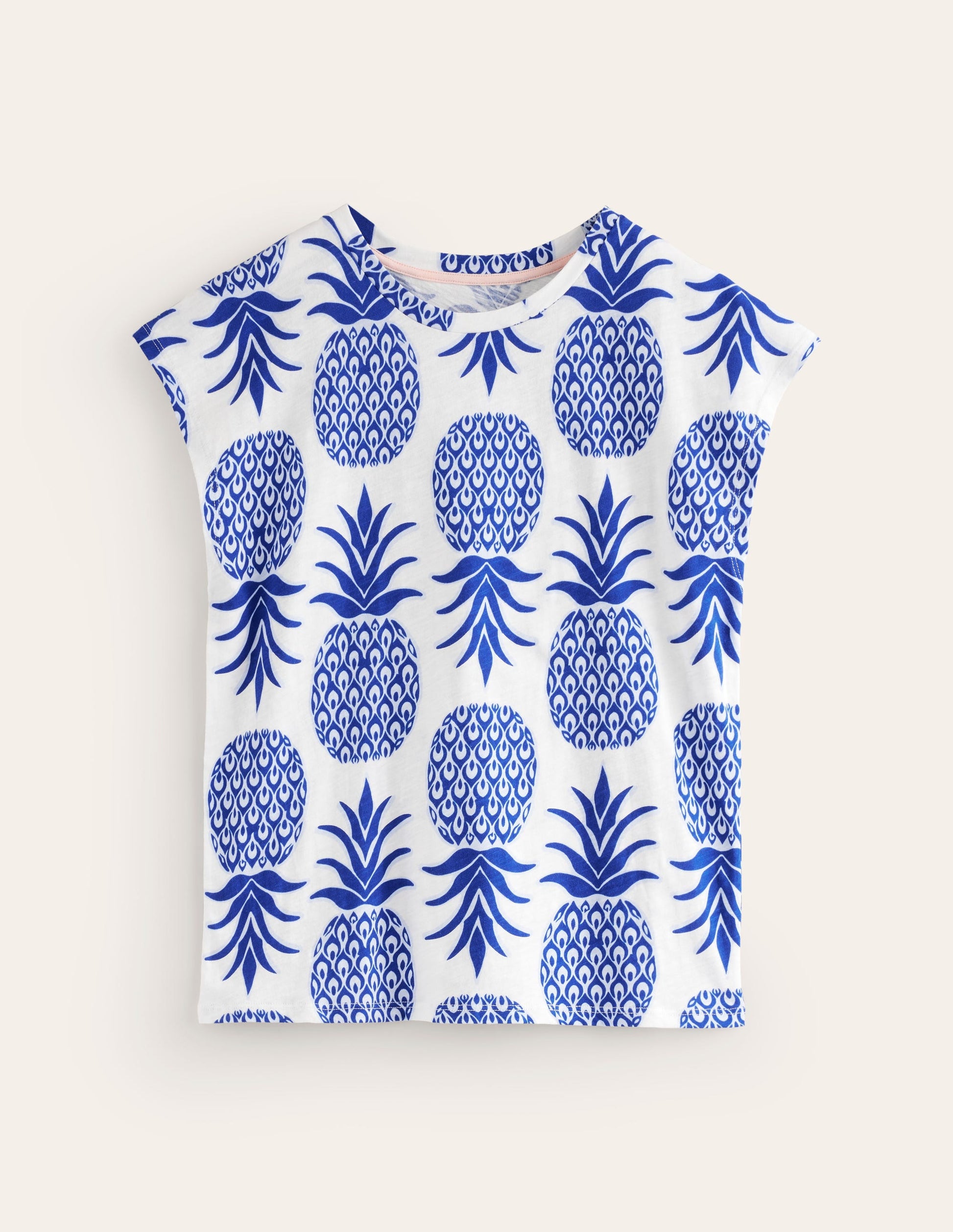 Louisa Printed Slub T-Shirt-Surf The Web, Pineapple Pop-5