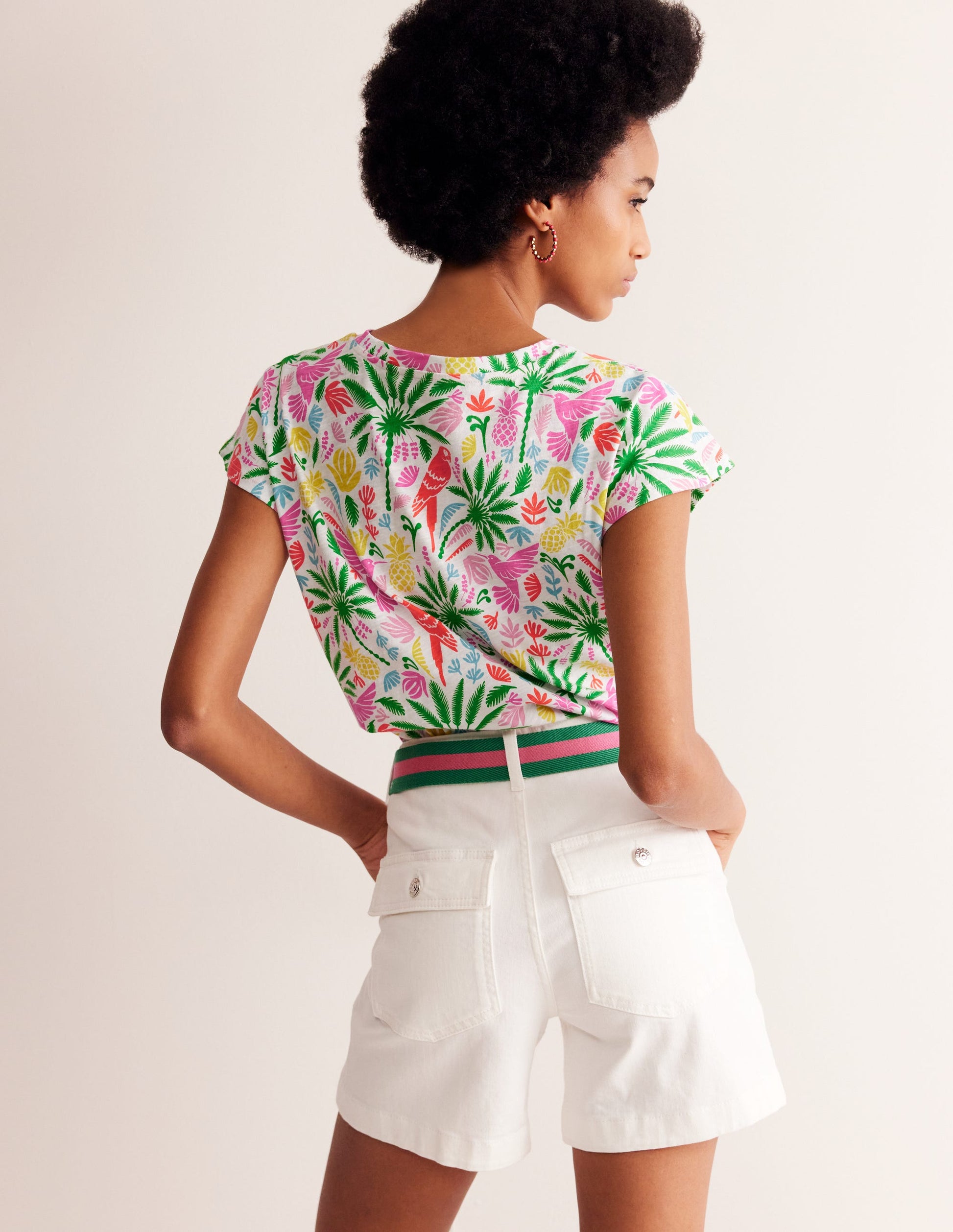 Louisa Flammgarn-T-Shirt mit Druck-Bunt, Tropisches Paradies-3