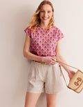 Louisa Flammgarn-T-Shirt mit Druck-Kaschmir Rose, Passion Geo