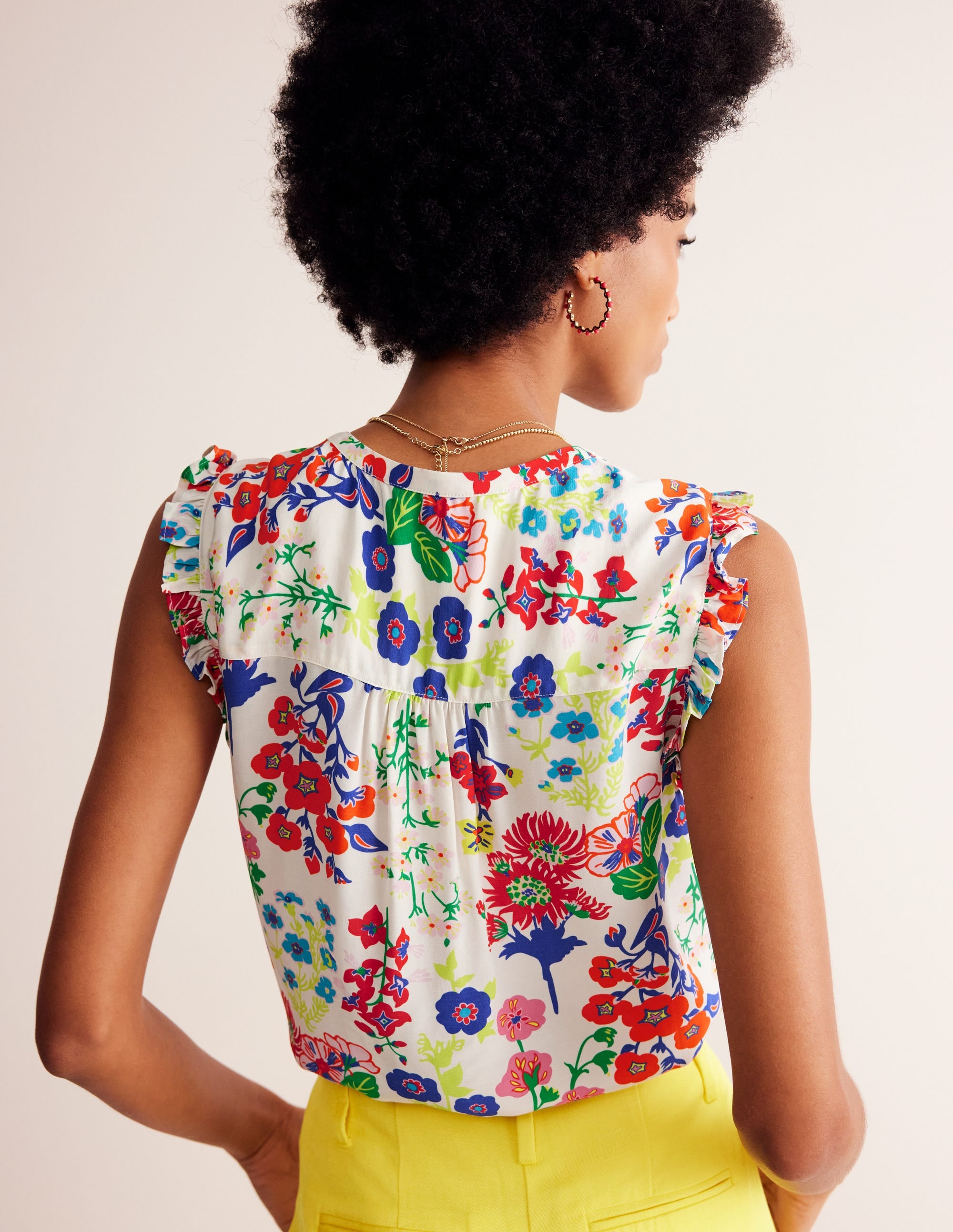 Top Alicia boutonné-Multi, motif Wildflower Cluster - Image 3