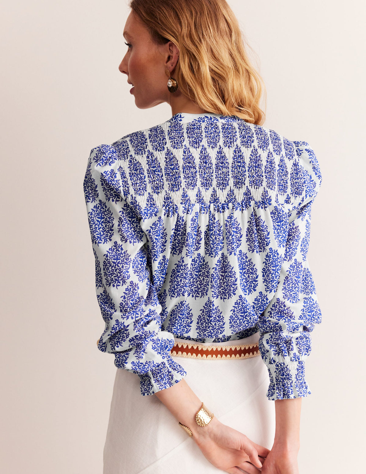 Helena Baumwoll-Bluse-Naturweiß, Blümchen-Paisley-3
