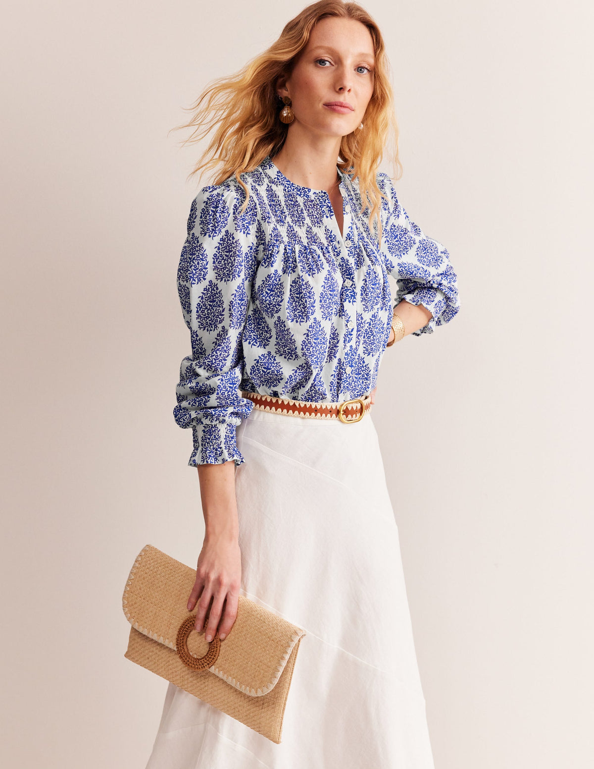 Helena Baumwoll-Bluse-Naturweiß, Blümchen-Paisley - Image 4