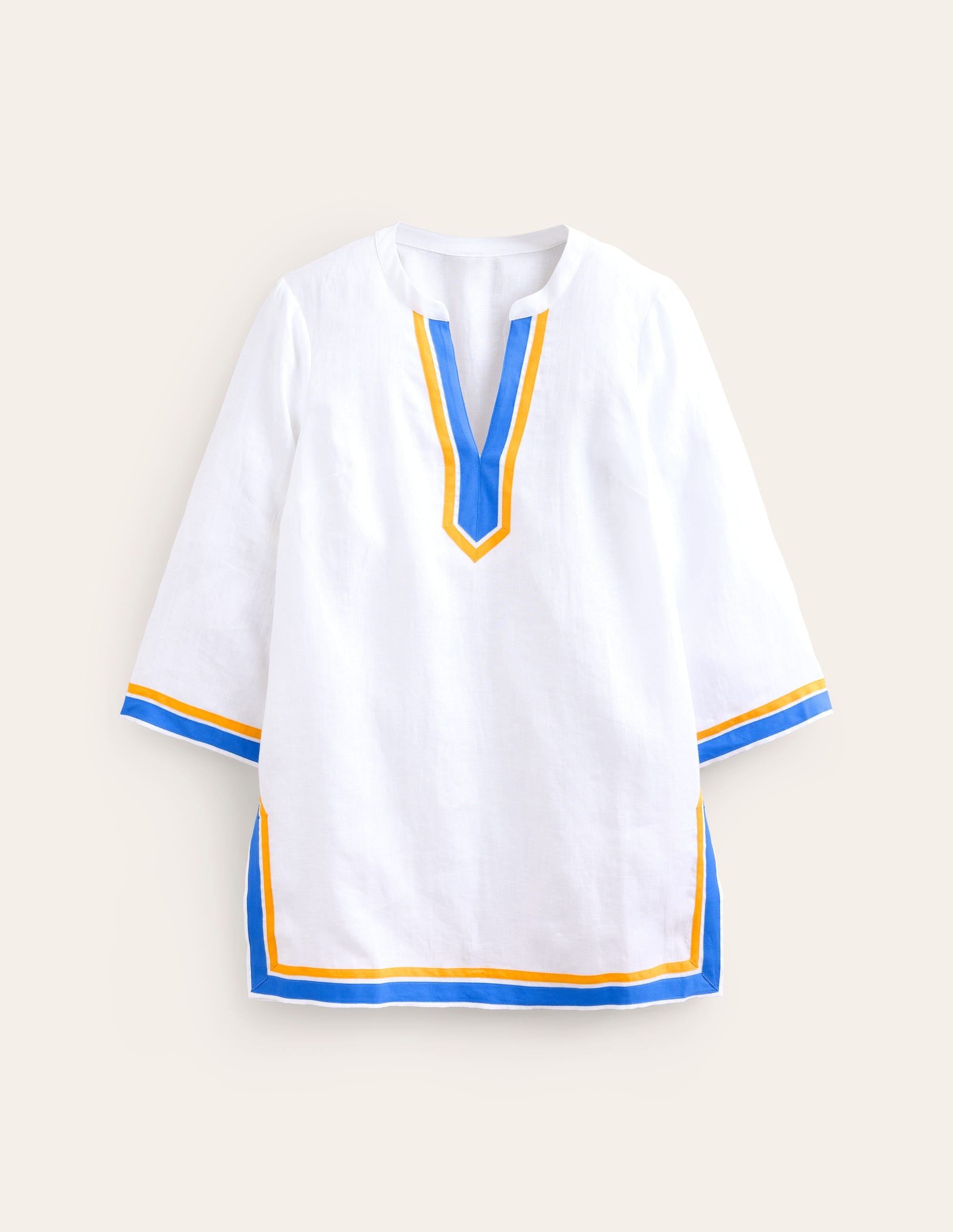 Tunique avec col décoré-Blanc, bleu connecté - Image 6