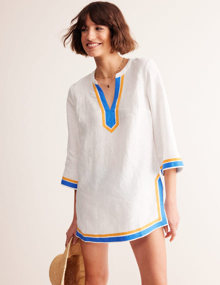 Neck Detail Tunic Top-White, Surf the Web