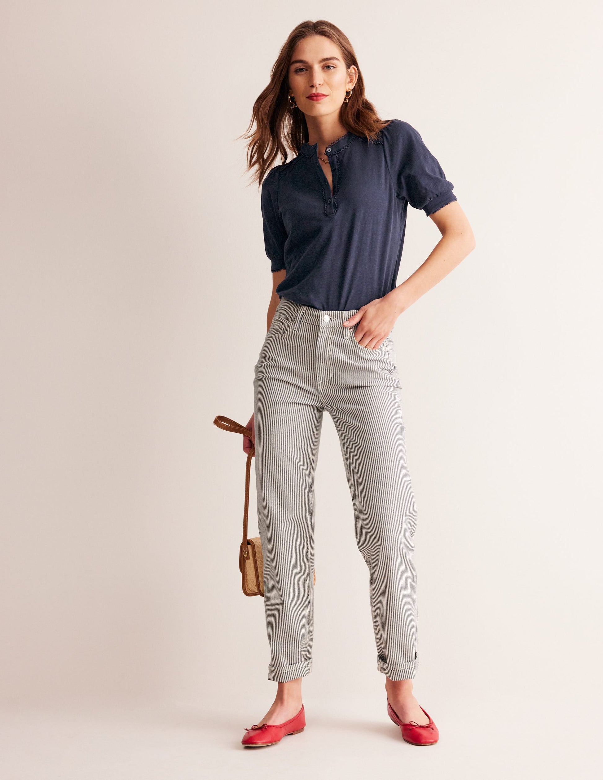 Henley-Shirt mit Biesen und Puffärmeln-Aqua Marine Marl-4