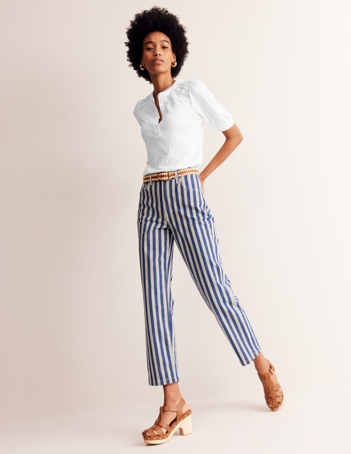 Henley-Shirt mit Biesen und Puffärmeln-Weiß - Image 4
