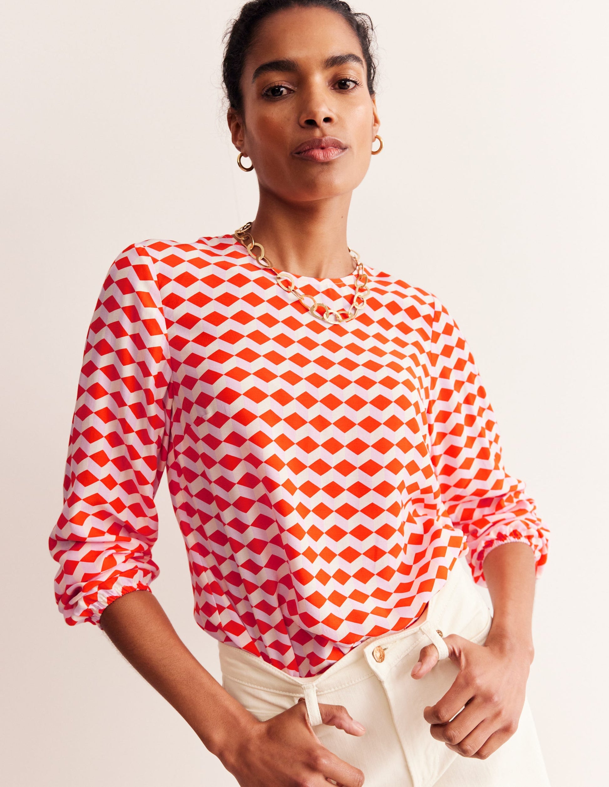 Easy Printed Top-Mandarin Red, Diamond Cube-2