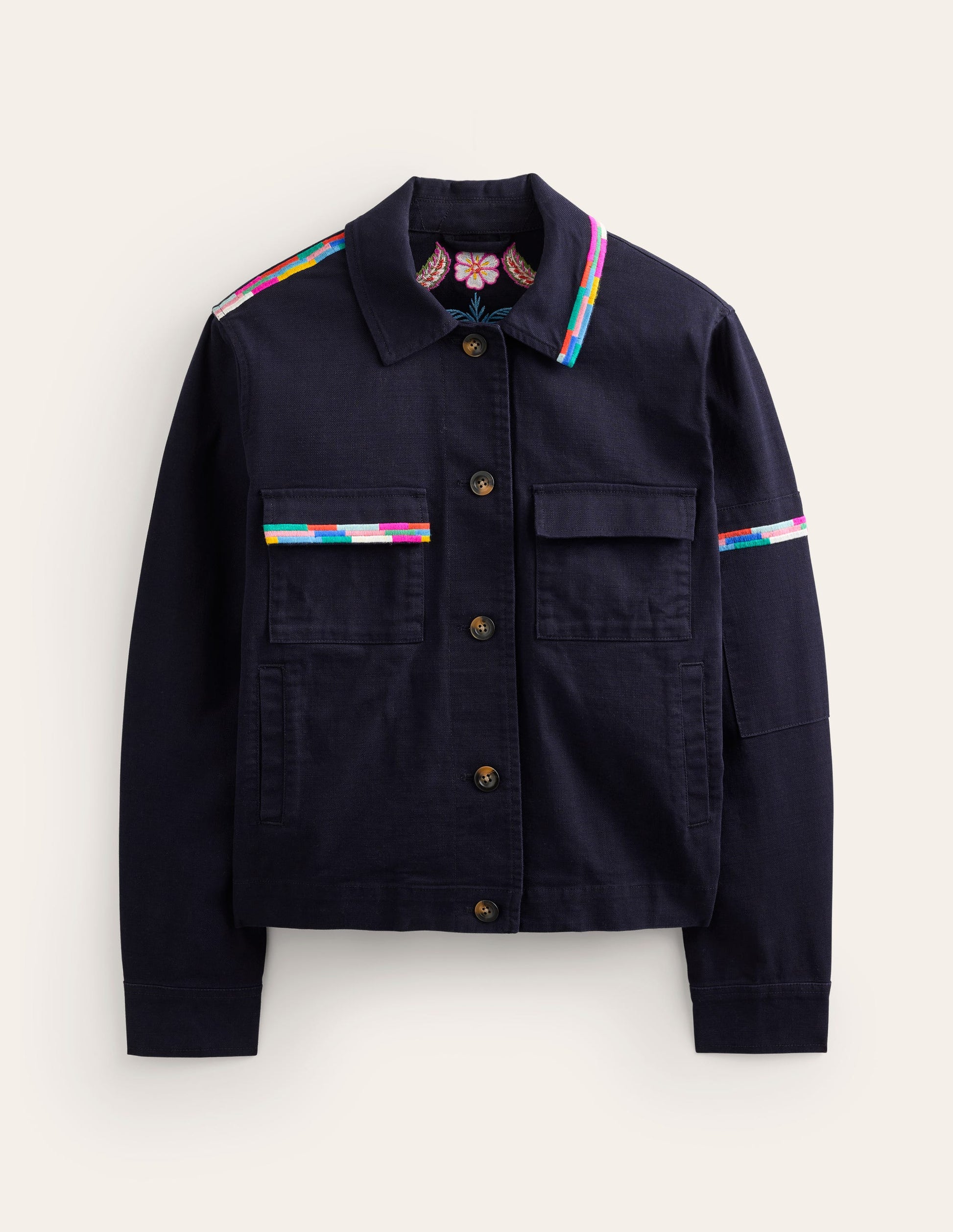 Islington Embroidered Jacket-Navy, Parrot-5