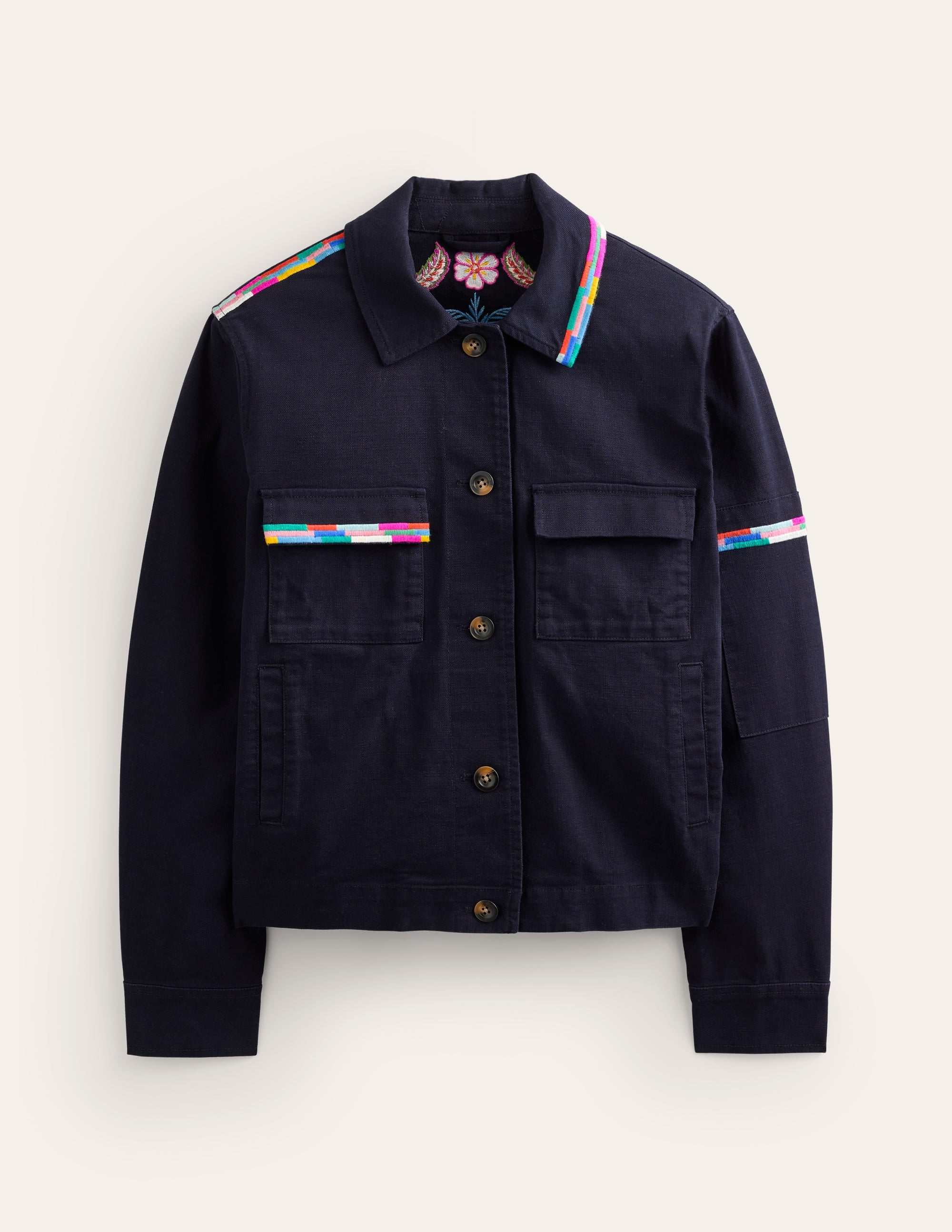 Islington Embroidered Jacket-Navy, Parrot - Image 5