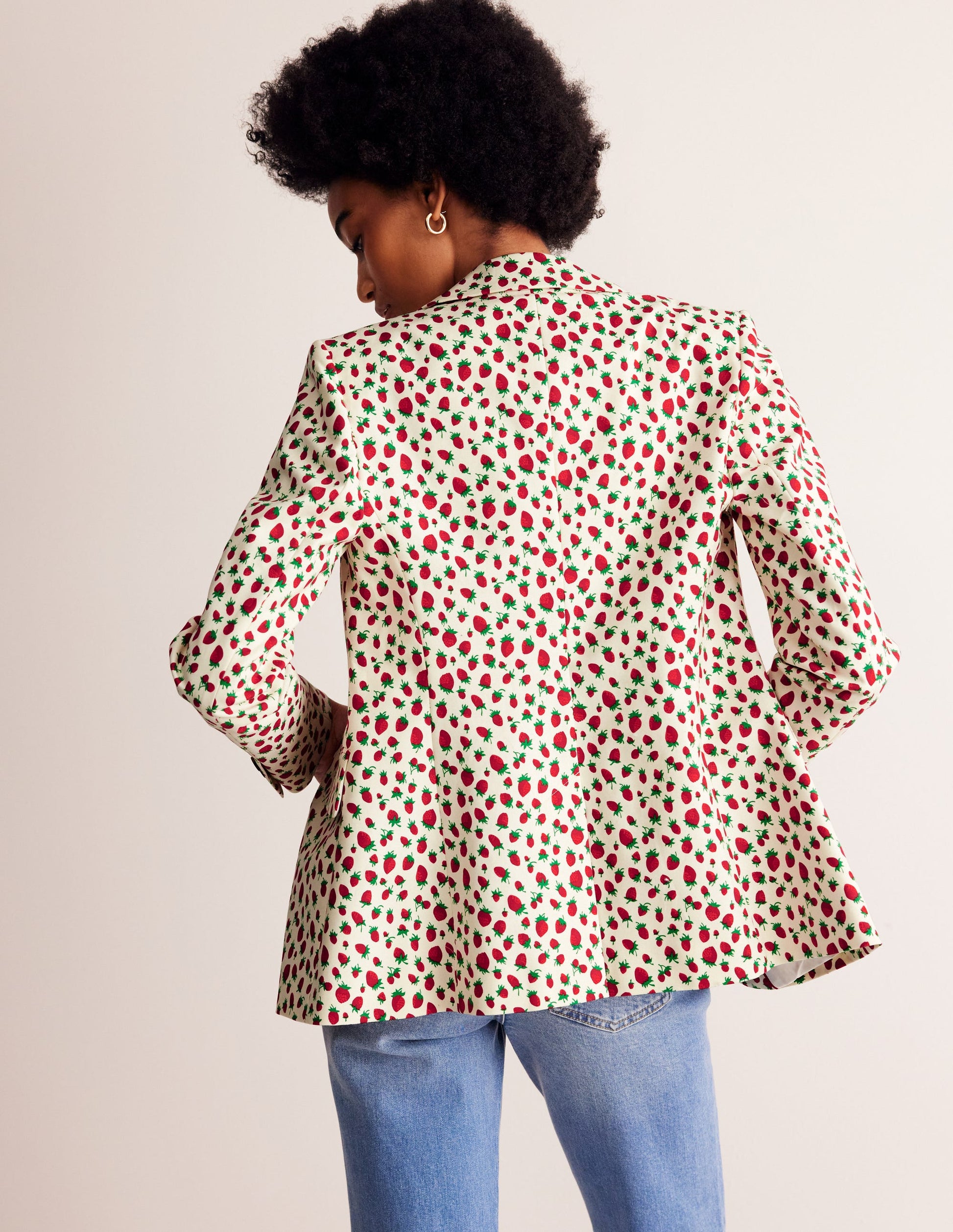 Blazer Marylebone en satin de coton-Multi, motif Strawberry Vine-3