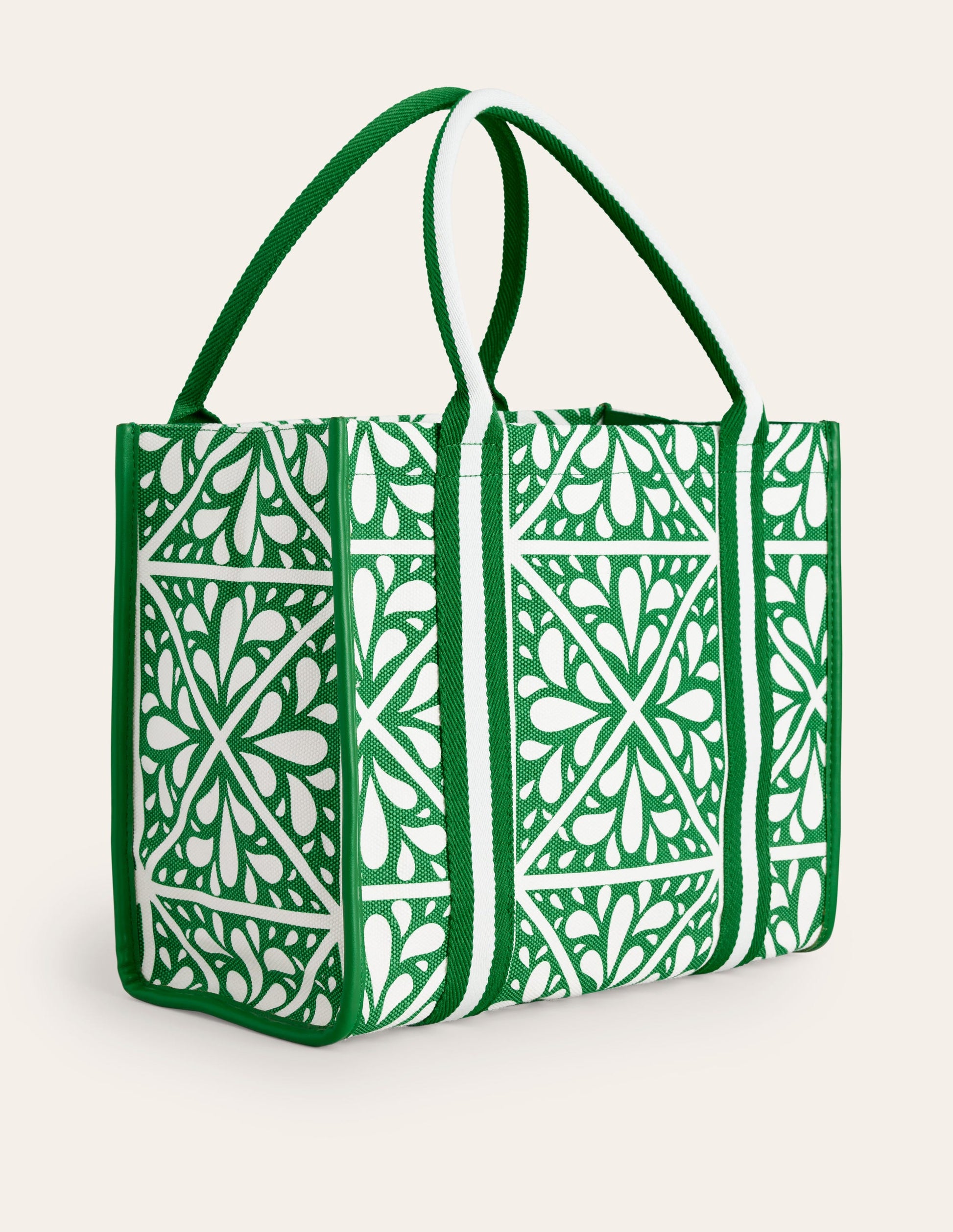 Tilda Canvas-Tragetasche-Grün, Florales Mosaik-3