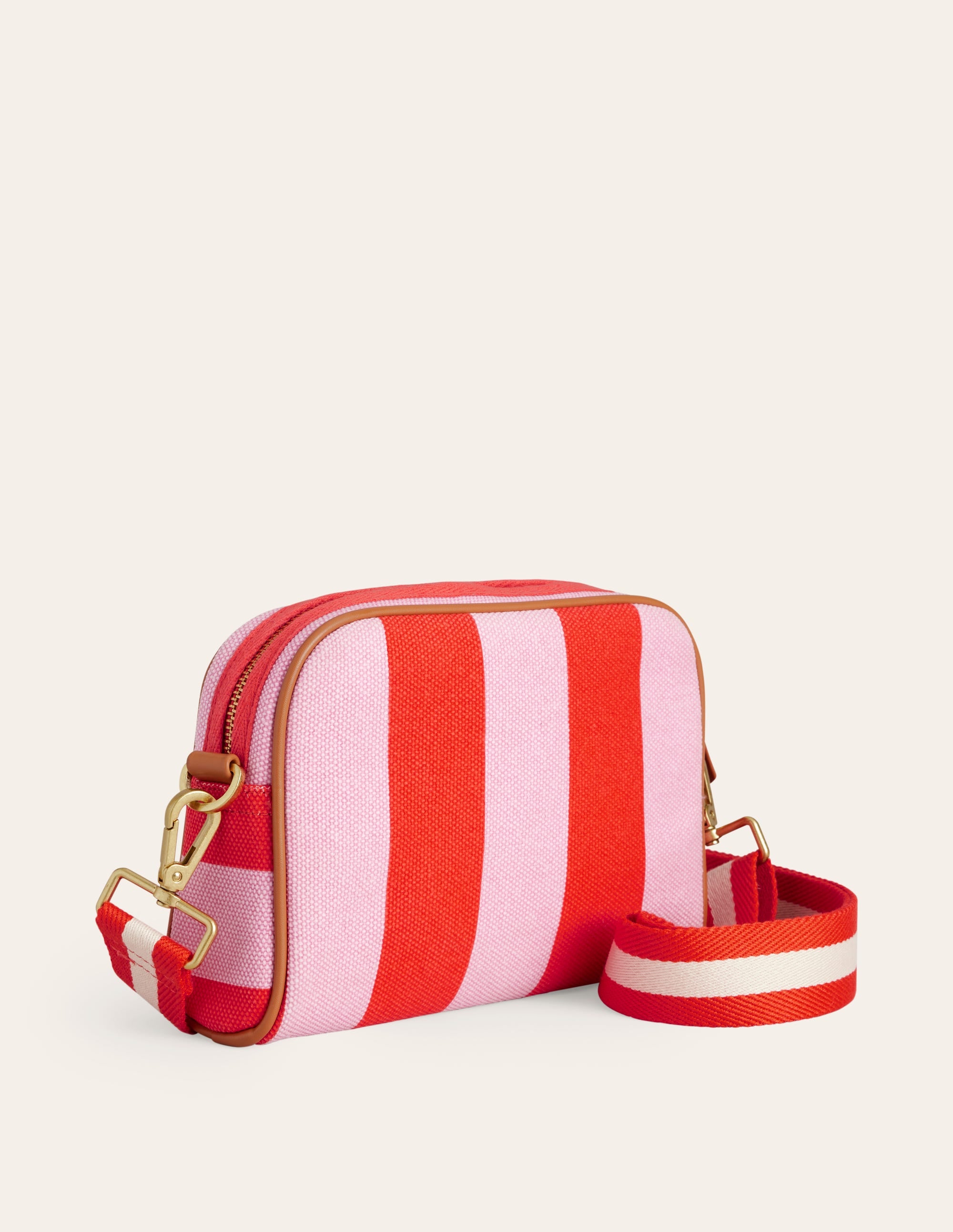 Canvas Cross-Body Bag-Pink Stripe - Image 3