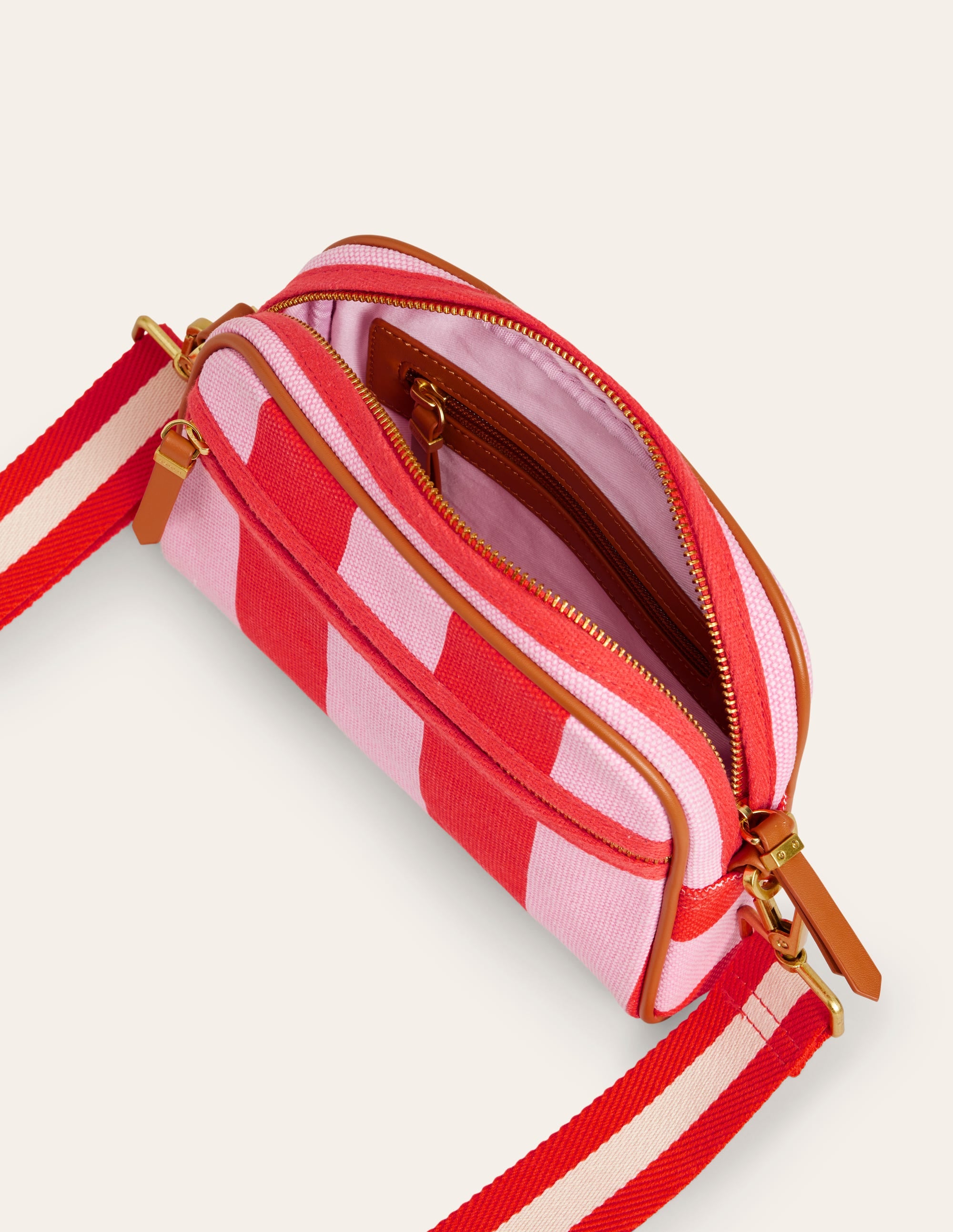 Canvas Cross-Body Bag-Pink Stripe - Image 4