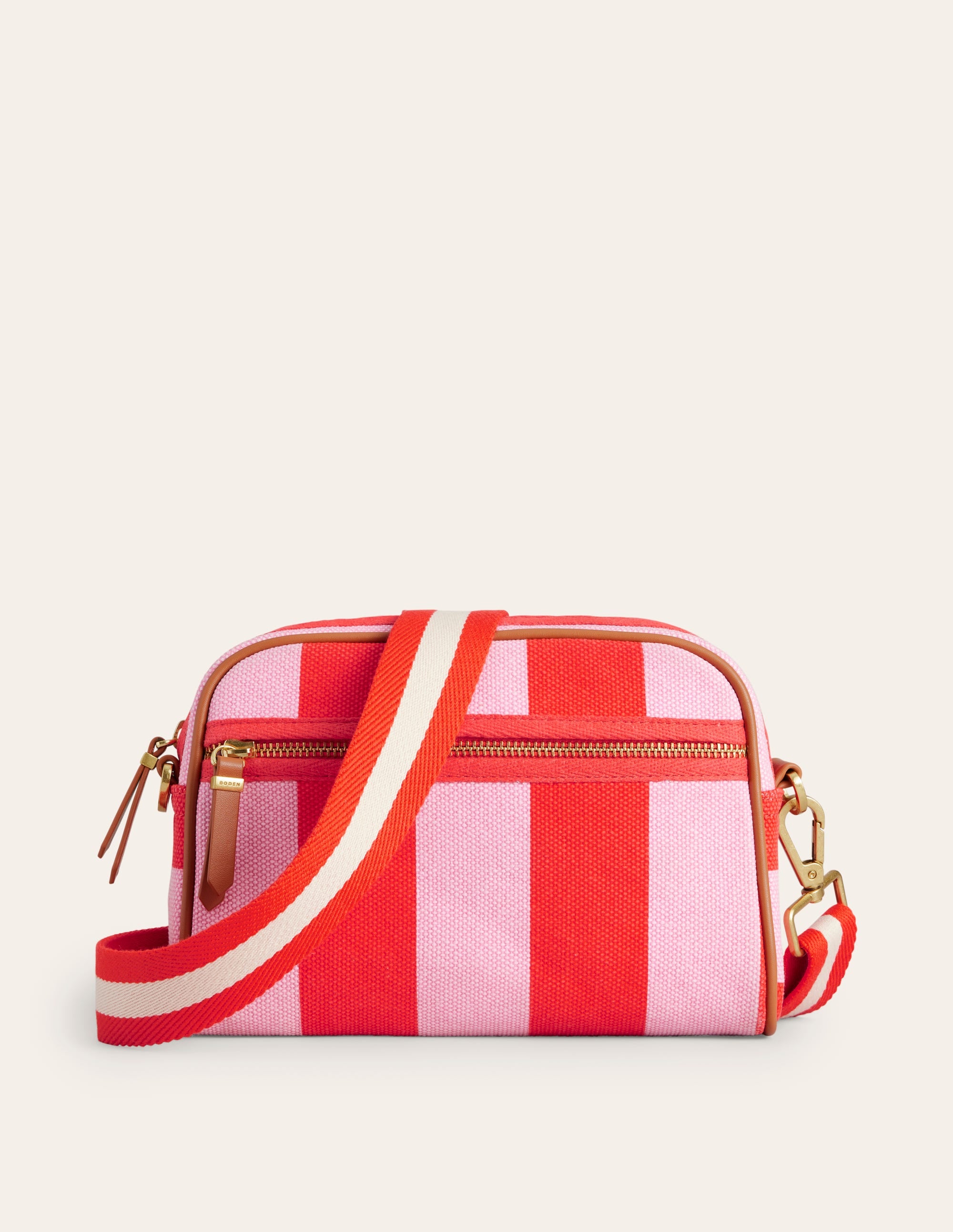 Canvas Cross-Body Bag-Pink Stripe - Image 2