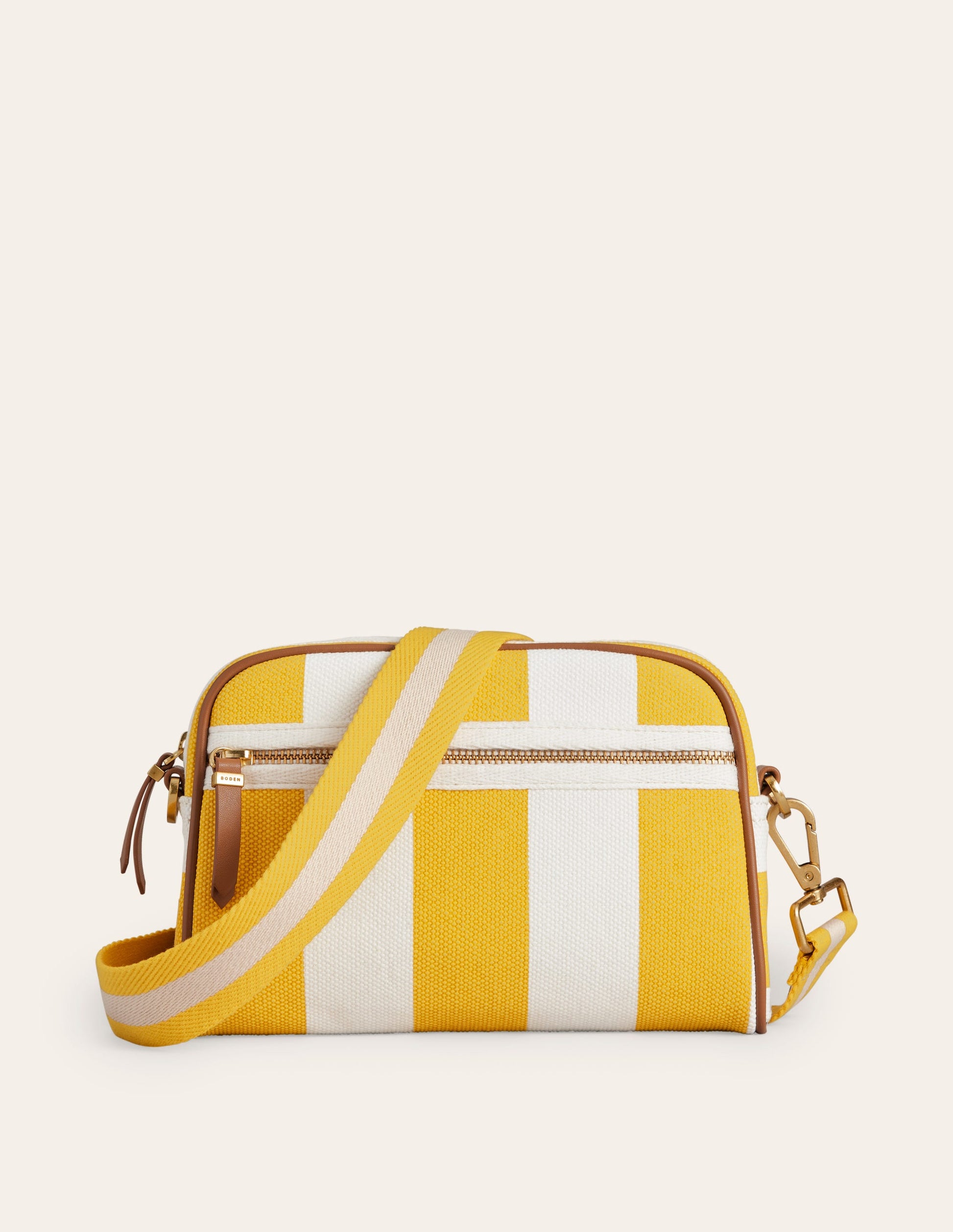 Sac à bandoulière en toile-Rayé jaune-2