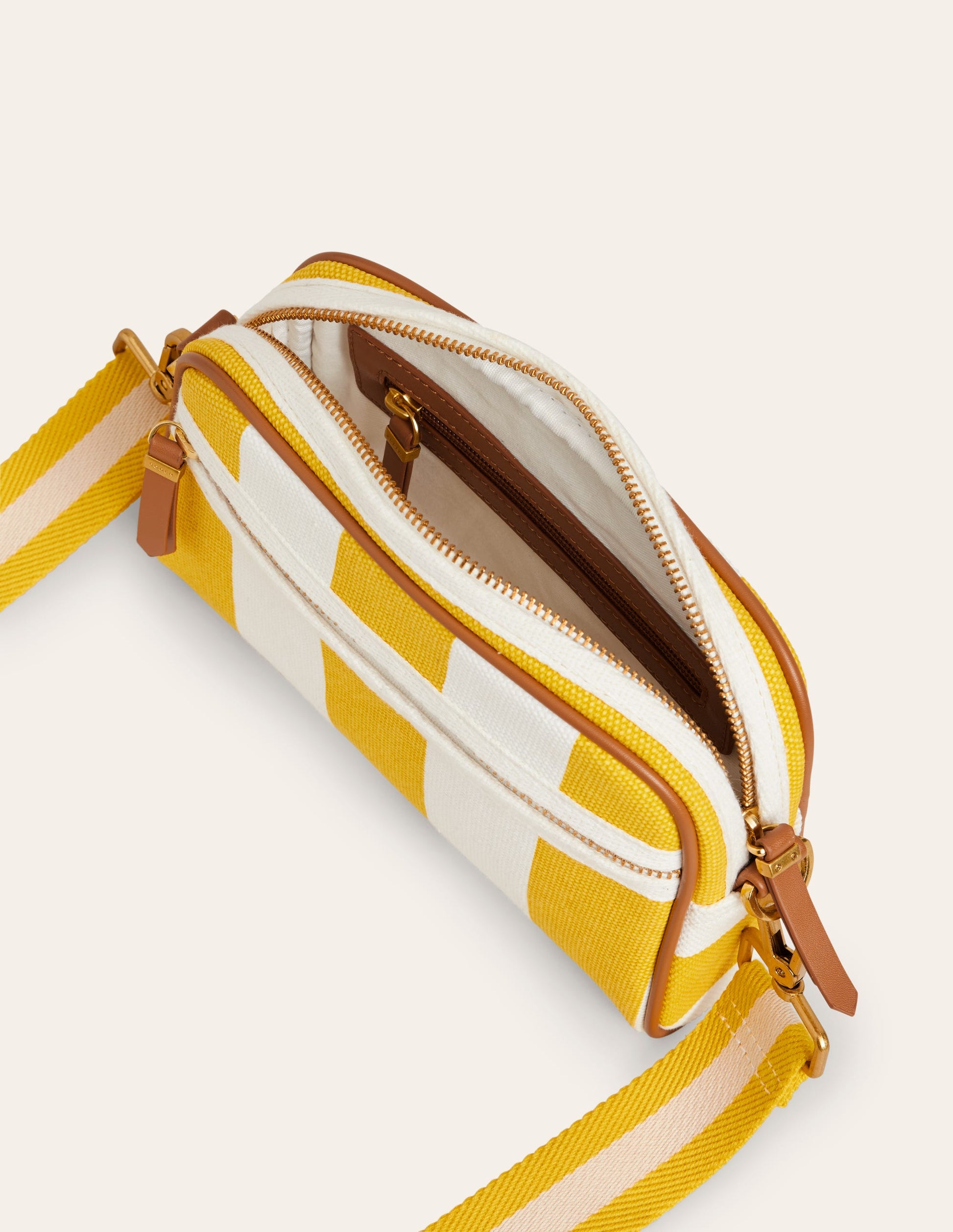 Sac à bandoulière en toile-Rayé jaune-4