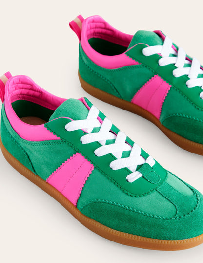 Erin Retro Tennis Trainers-Green Colourblock