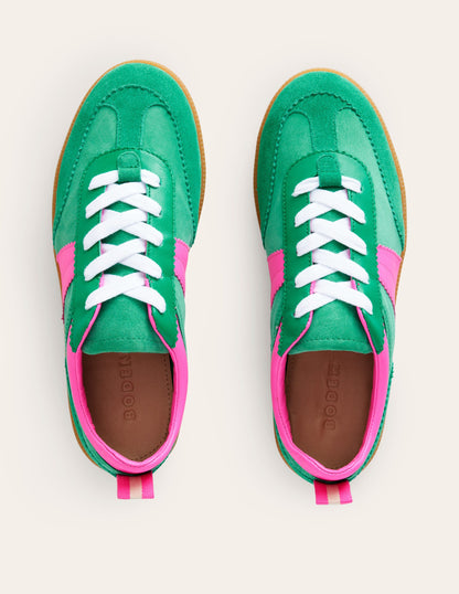 Erin Retro Tennis Trainers-Green Colourblock