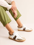 Erin Retro-Tennisschuhe-Eierschale/Klassisches Leopardenmuster