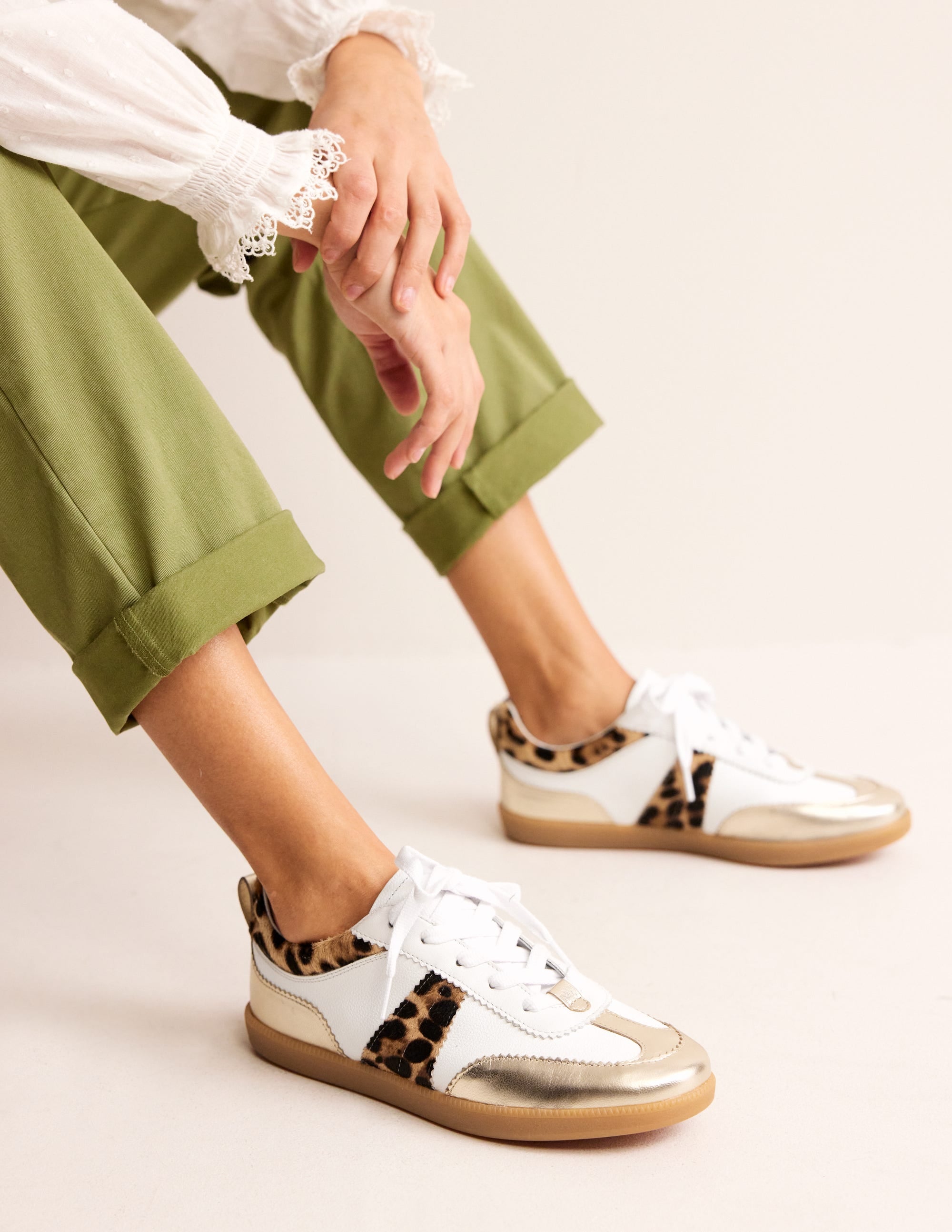 Erin Retro-Tennisschuhe-Eierschale/Klassisches Leopardenmuster - Image 1