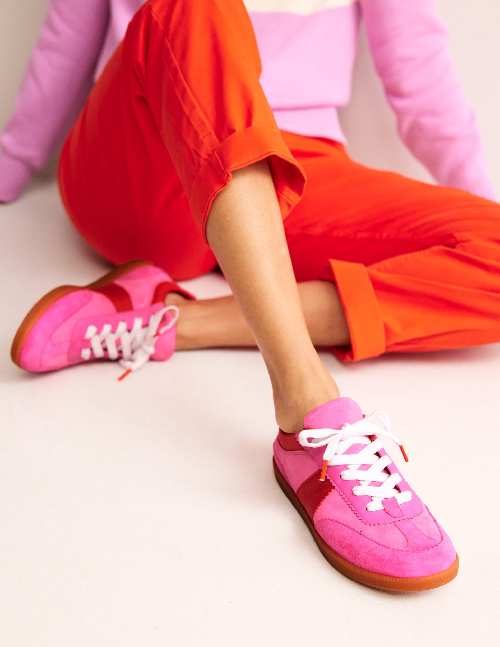 Erin Retro-Tennisschuhe-Rosa Blockfarben-1