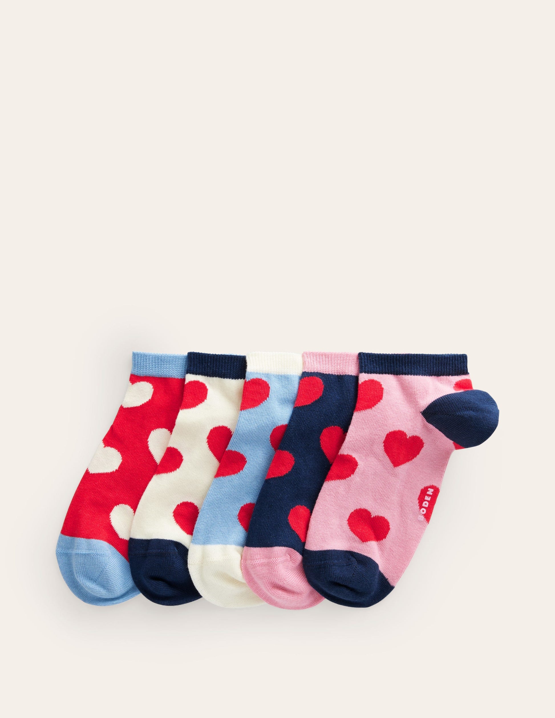 5 Pack Trainer Socks-Hearts-1