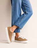 Plateau-Sneaker-Hellbraun Wildleder