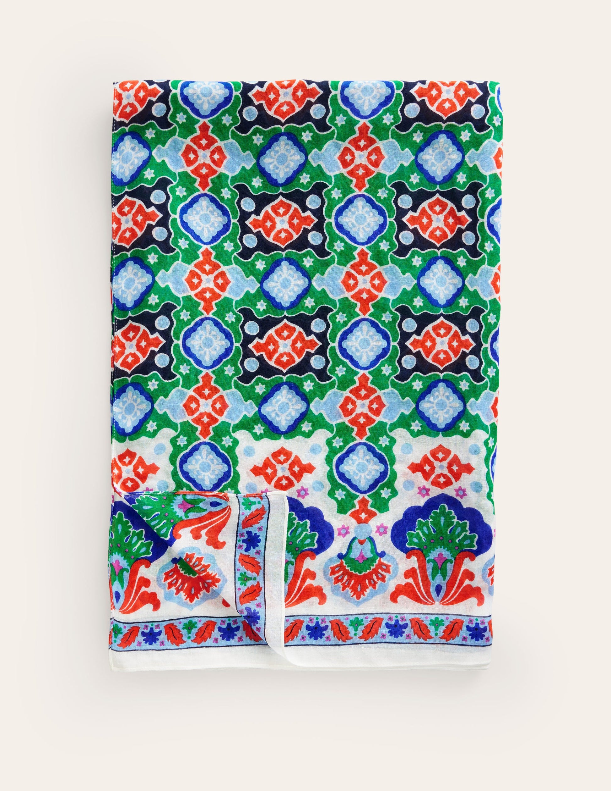 Printed Sarong Scarf-Multi, Coastal Tile-3
