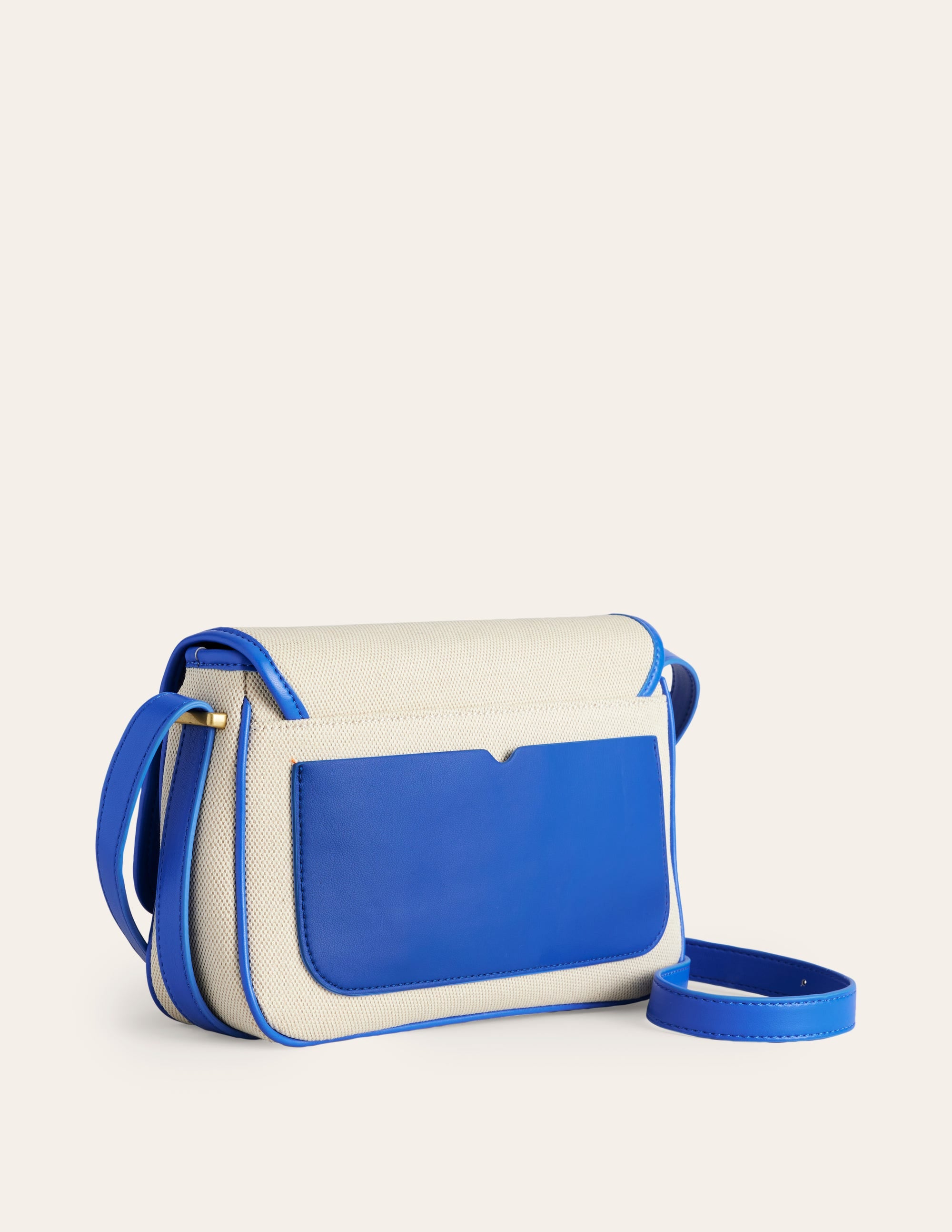 Structured Cross-Body Bag-Natural/ Blue - Image 3