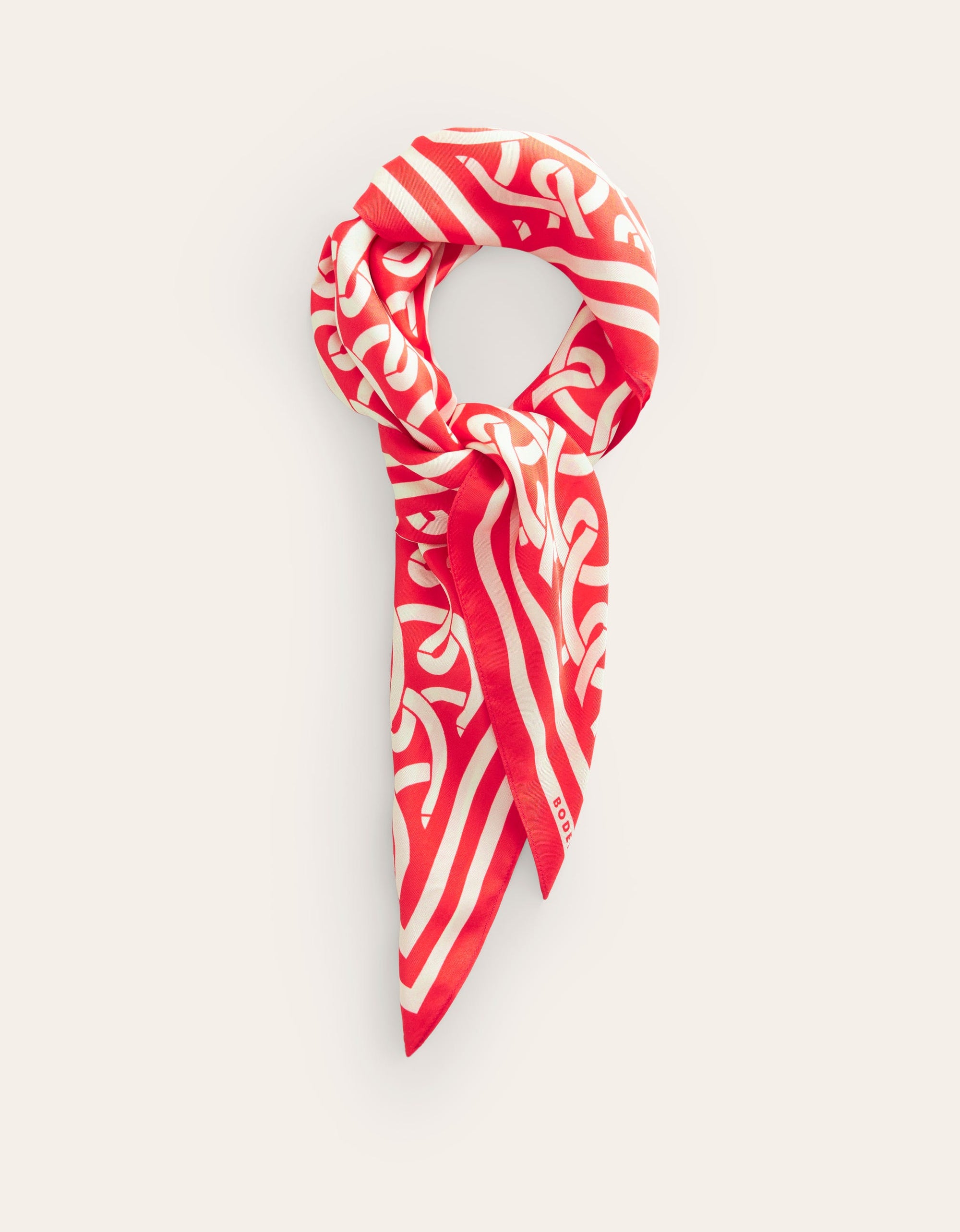 Foulard carré Elisabeth en soie-Motif géométrique rouge - Image 2