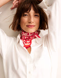 Foulard carré Elisabeth en soie-Motif géométrique rouge