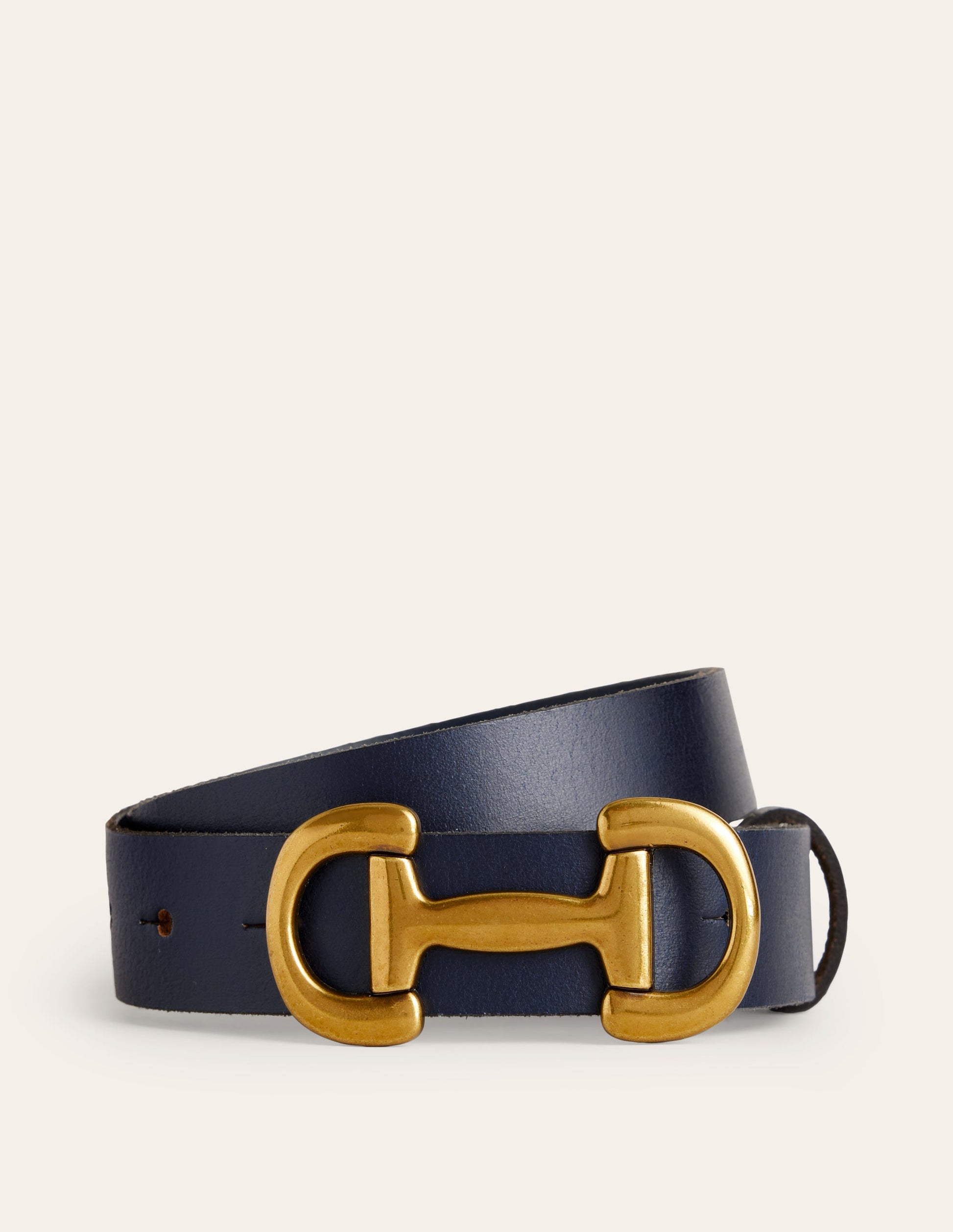 Ceinture Iris à mors en cuir-Bleu Marine, Petits Pois-2