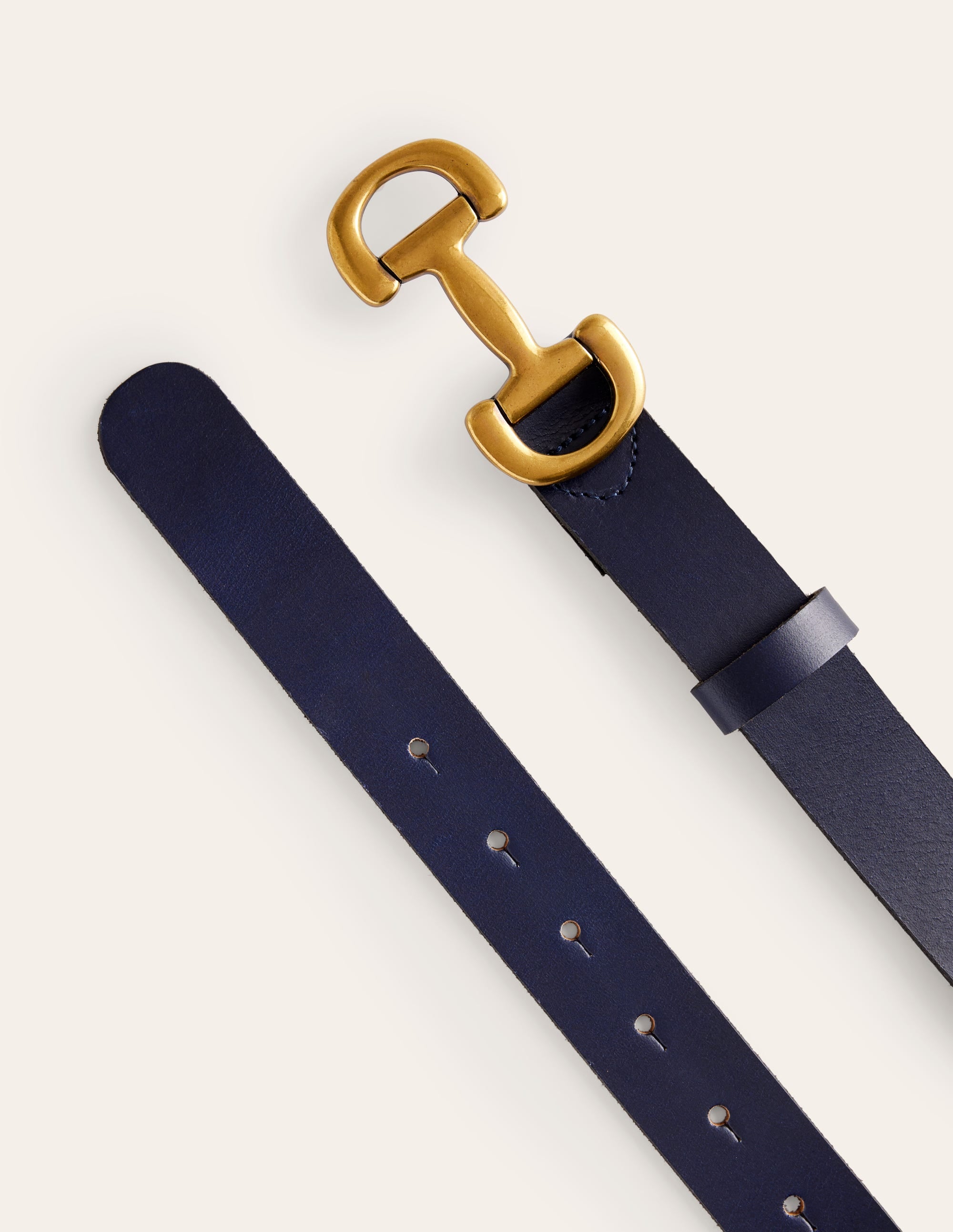 Ceinture Iris à mors en cuir-Bleu Marine, Petits Pois - Image 3