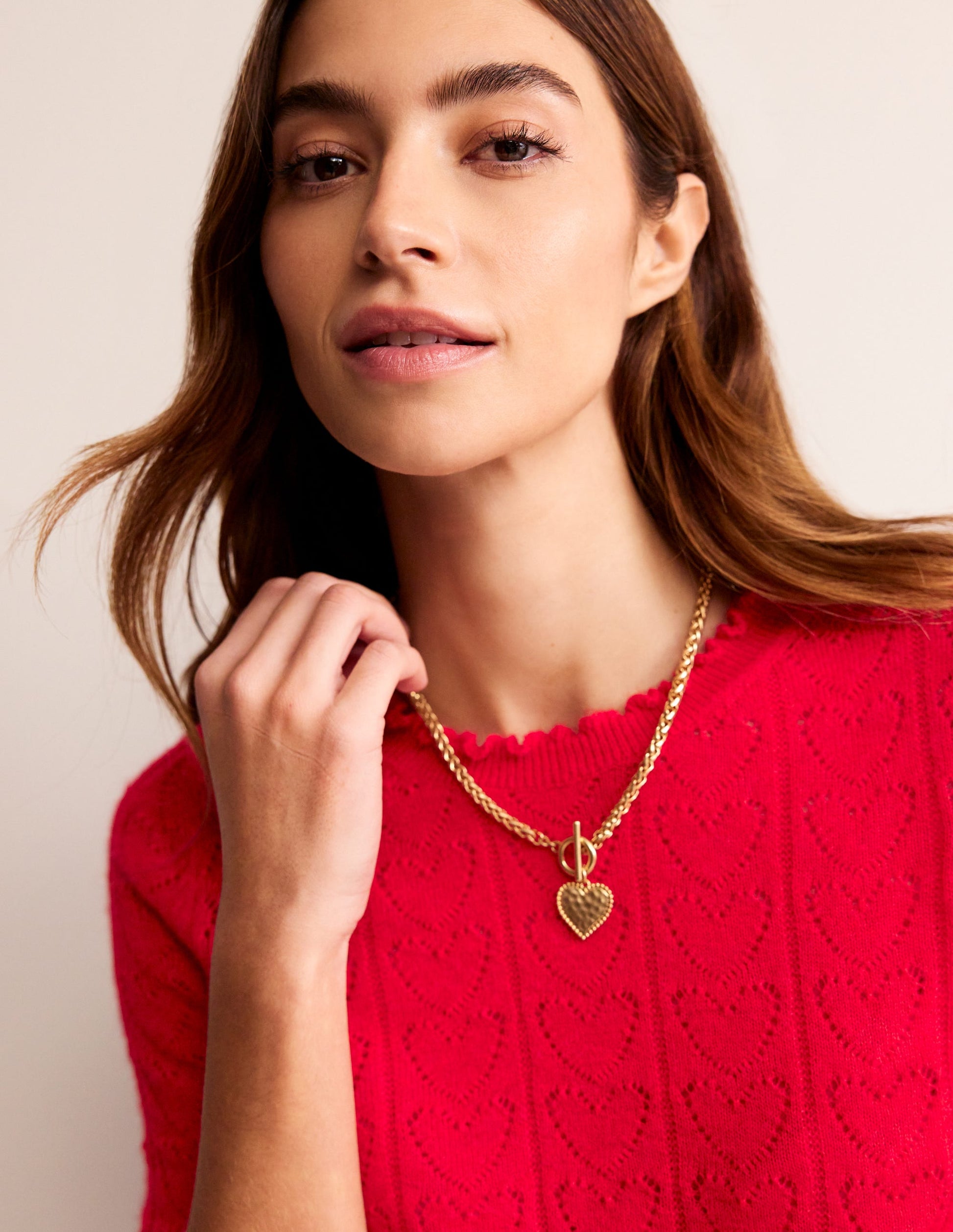 Collier à breloque cœur-Doré-1