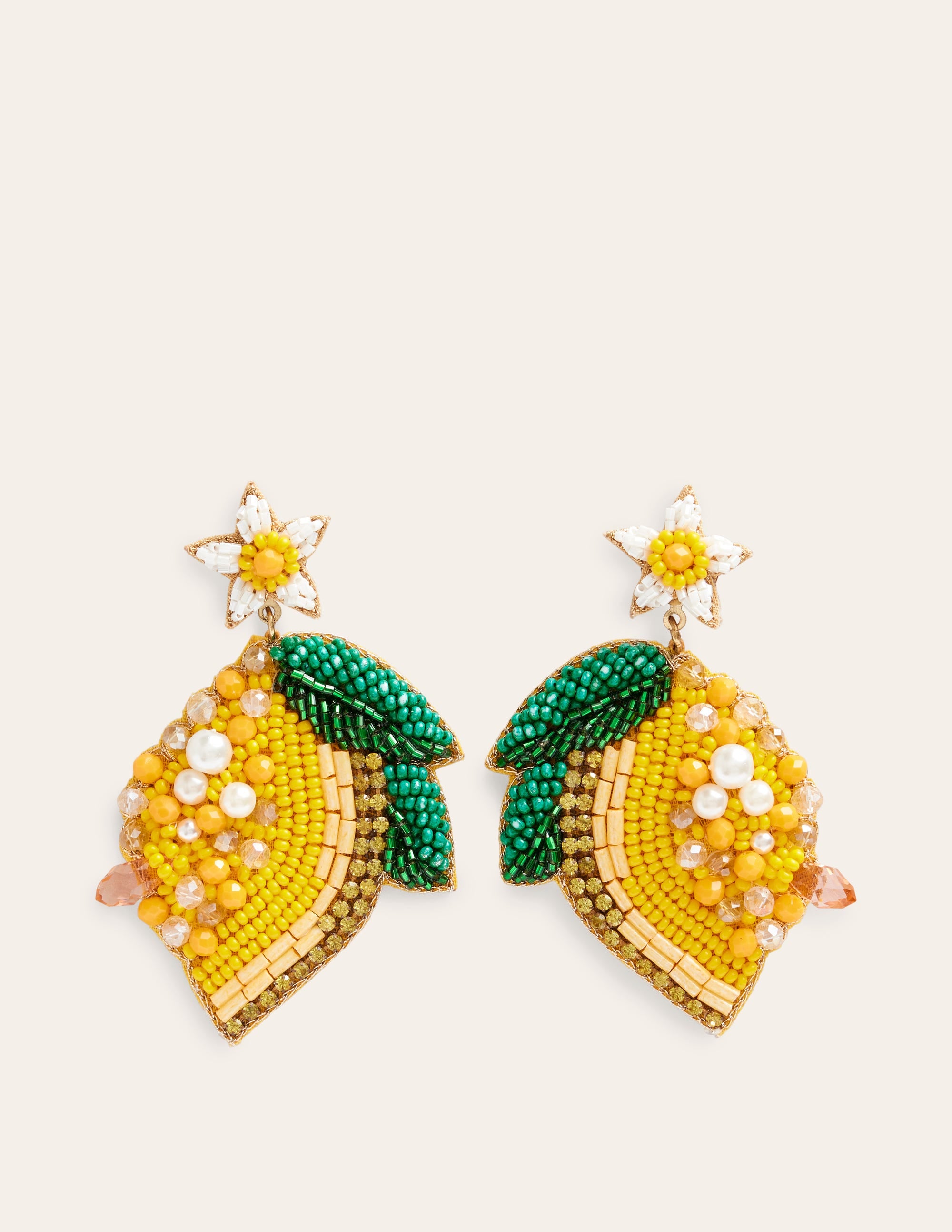 Boucles d'oreilles avec motif en perles-Citrons - Image 2