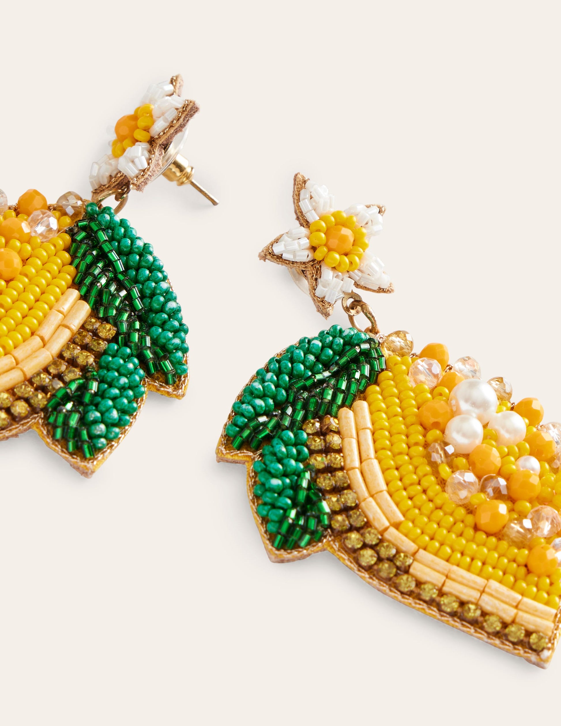 Boucles d'oreilles avec motif en perles-Citrons-3