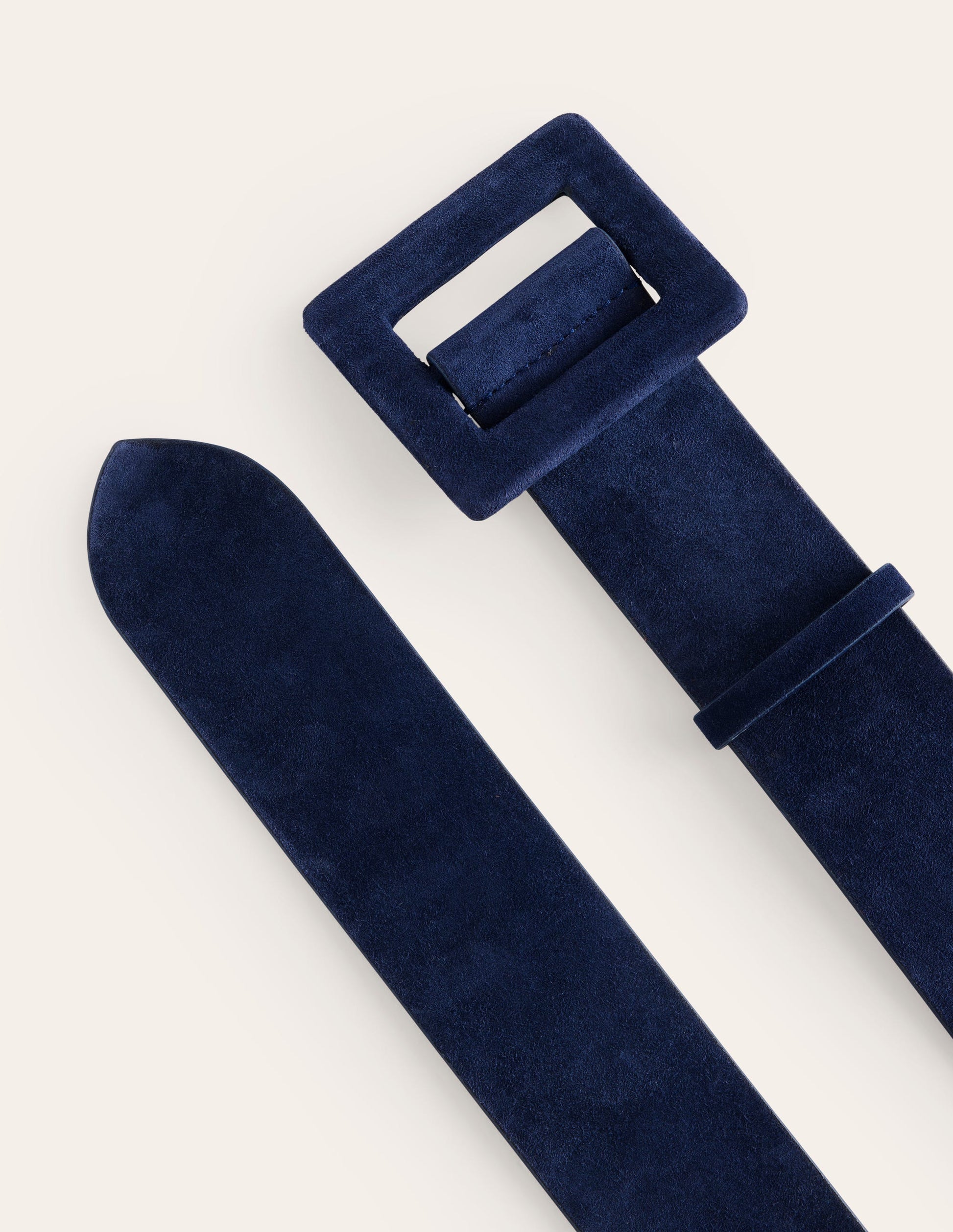 Ceinture en daim à boucle-Bleu marine-3