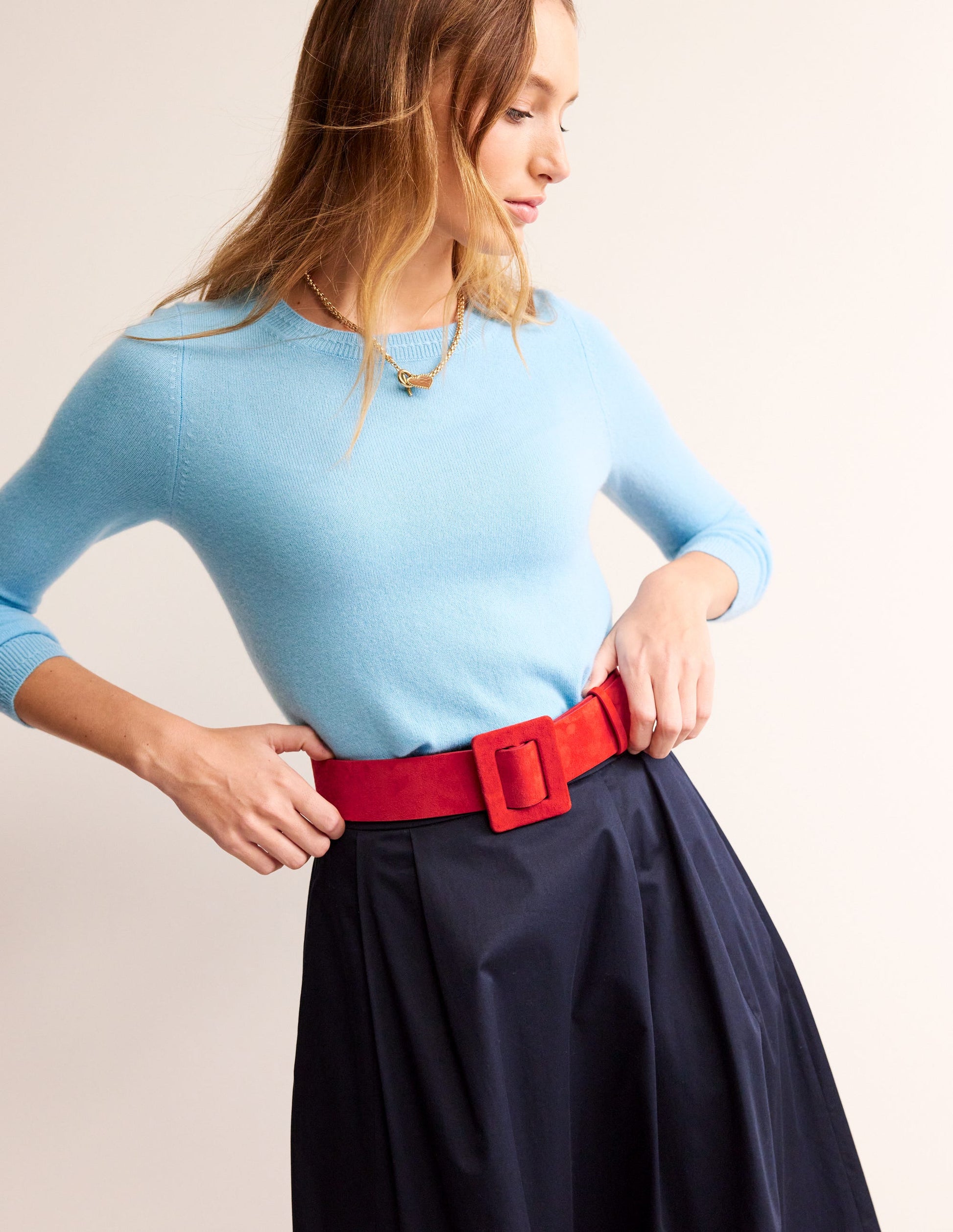 Ceinture en daim à boucle-Rouge boîte aux lettres-1