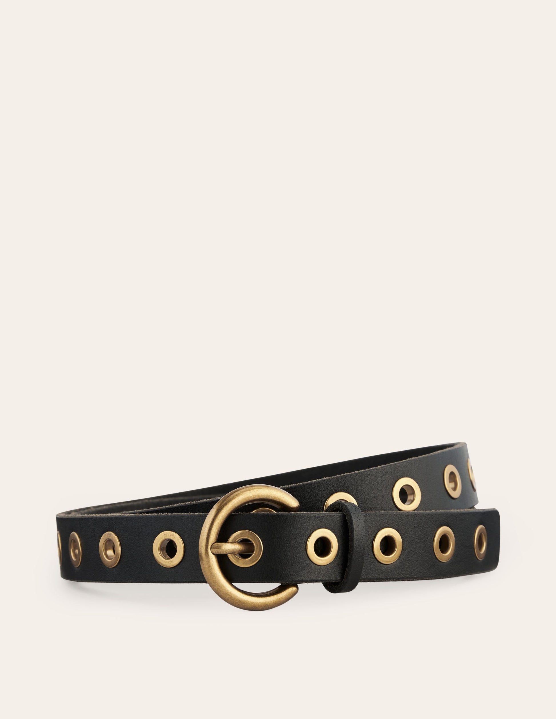 Ceinture en cuir à œillets-Noir-2